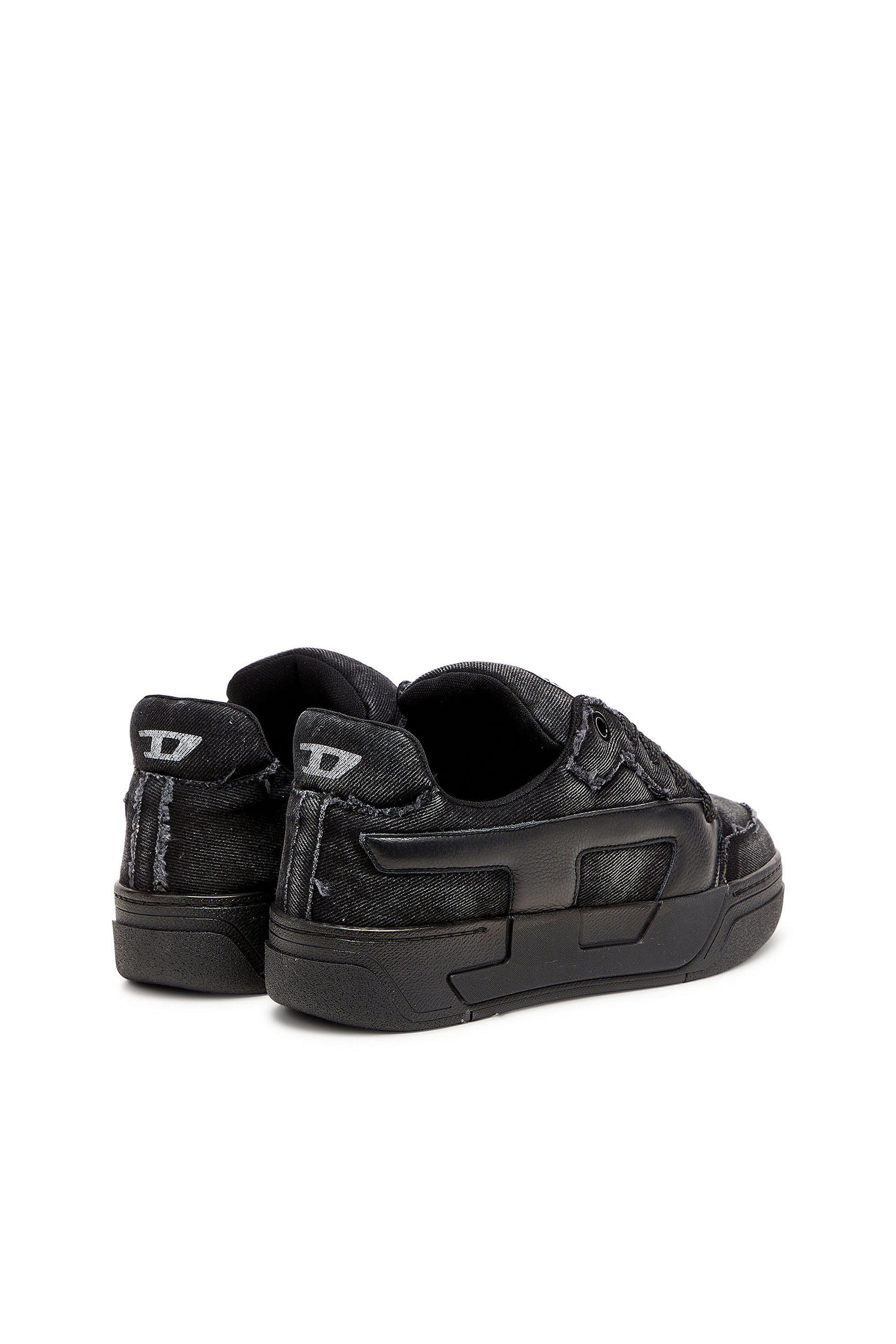 Diesel - S-D-OLLIE LOW, Herren S-D-Ollie - Sneakers aus ausgefranstem denim und Leder in Schwarz - 3