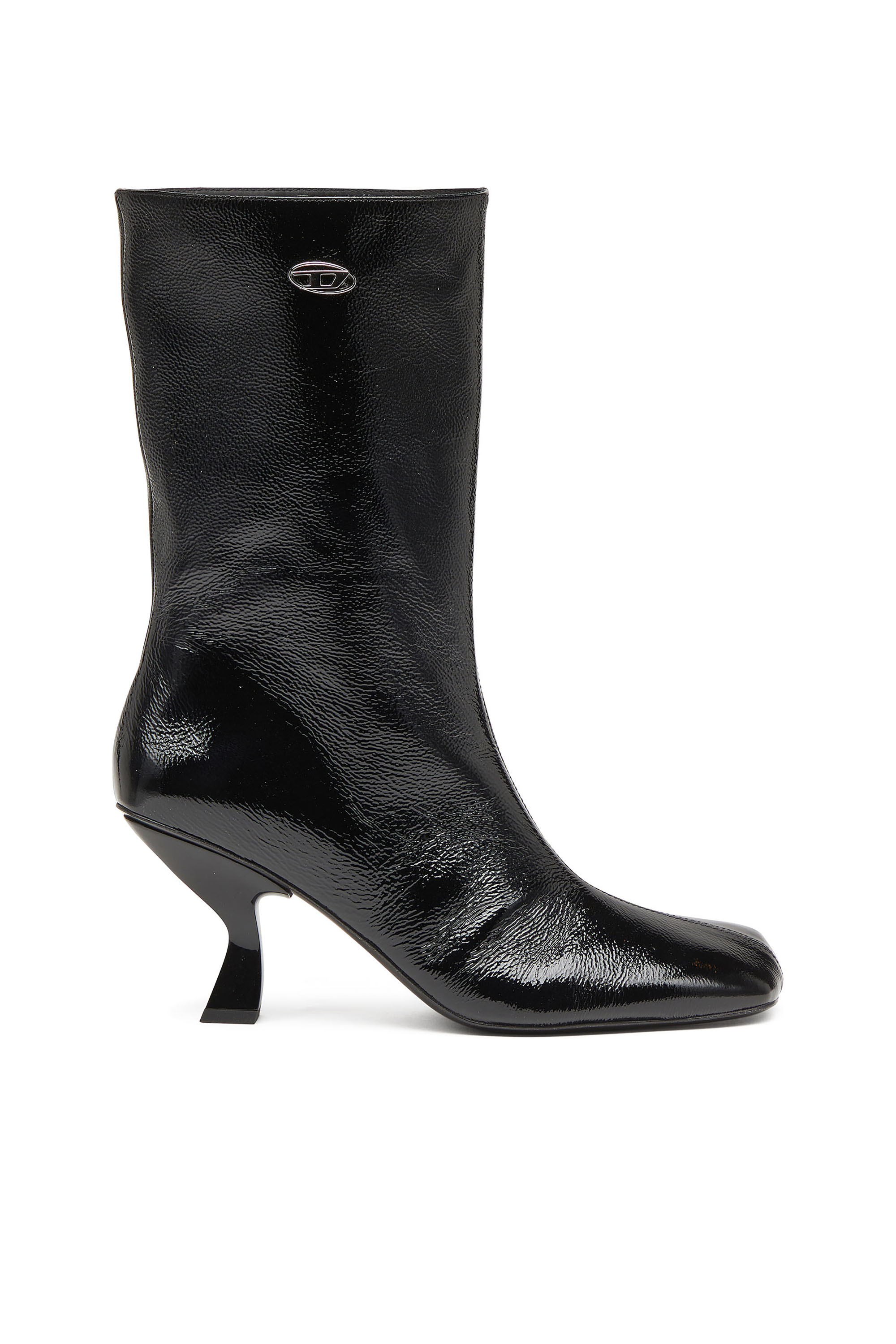Diesel - D-AMBER TUBE 75, Damen D-Amber-Stiefeletten mit quadratischer Spitze und Naplak-Effekt in Schwarz - 1