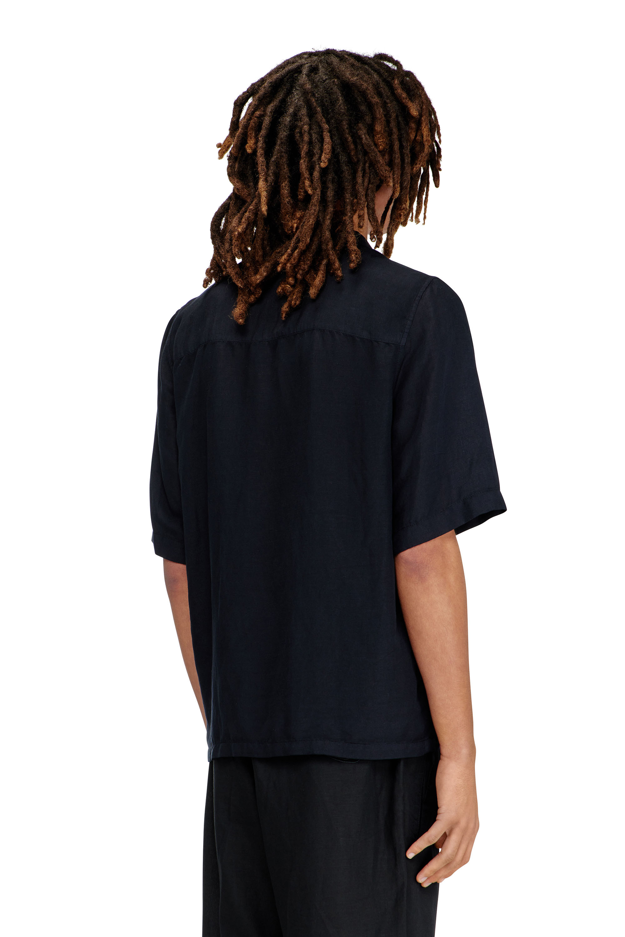 Diesel - S-BRACK-PGBS, Herren Kurzarmhemd aus Leinenmischung in Schwarz - 4