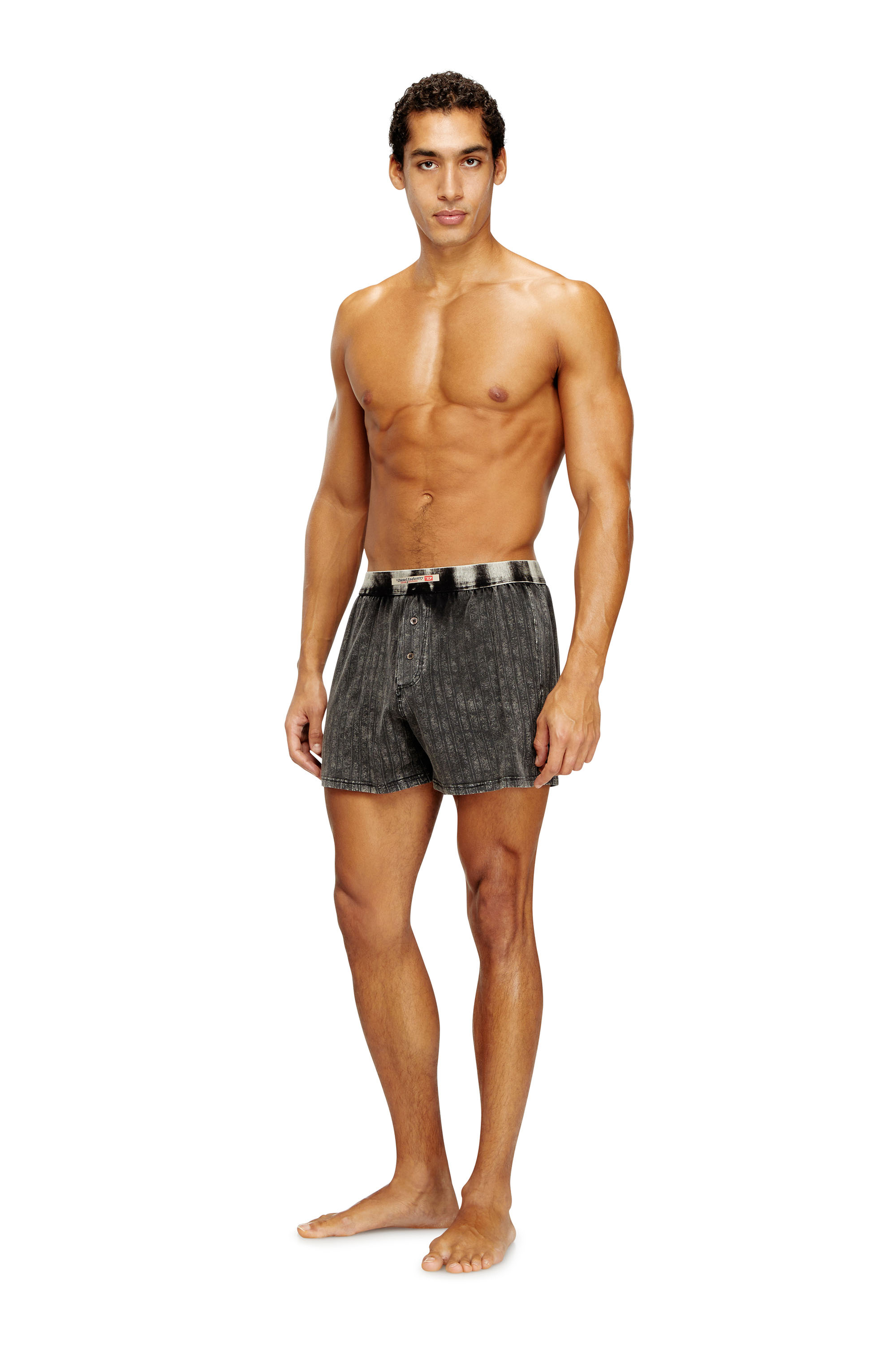 Diesel - STARK-DNM, Herren Lange Baumwollboxershorts mit Nadelstreifen-Denim-Effekt in null - 1
