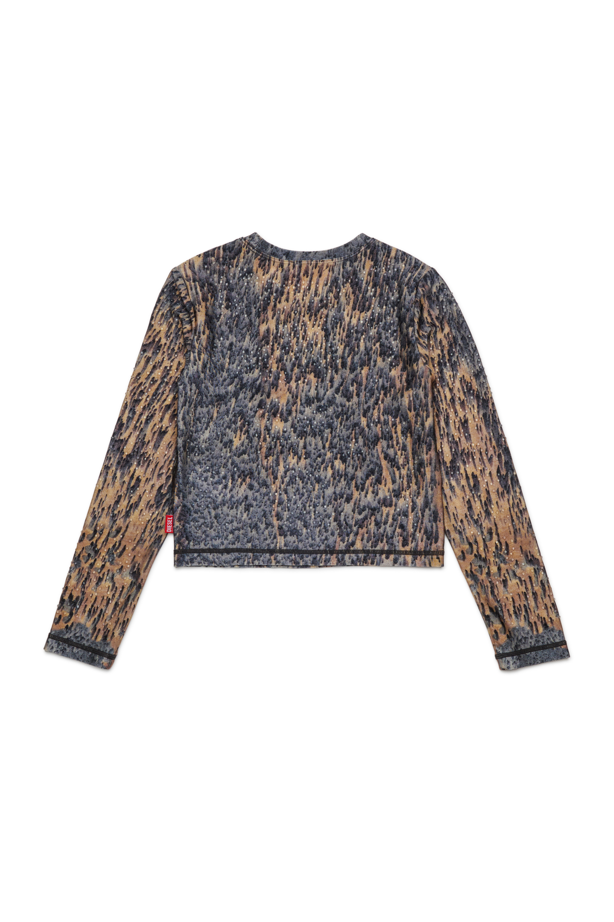 Diesel - TOSCA, Woman's Nylon T-shirt with all-over print in Blue/Brown - 2