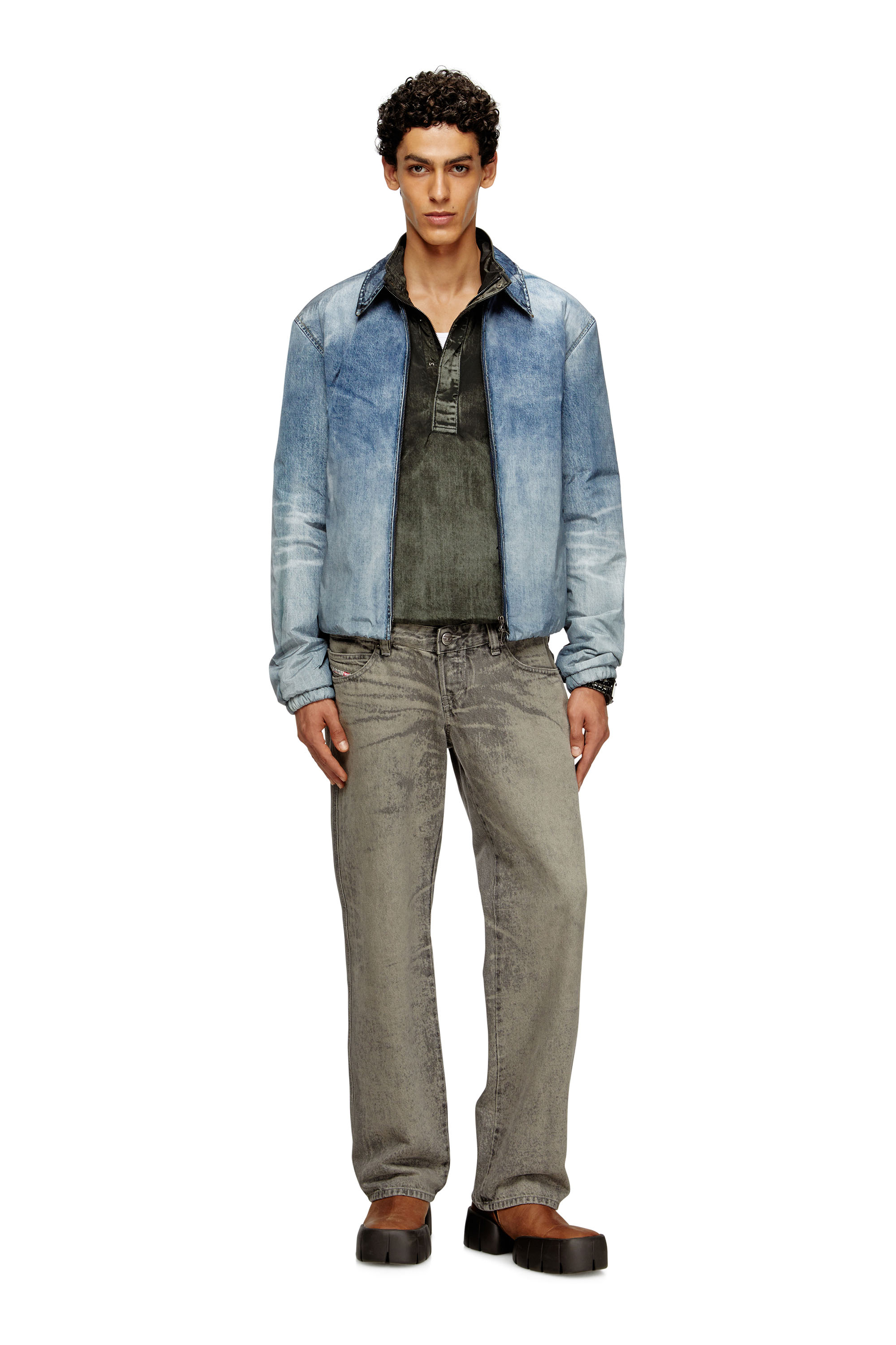 Diesel - J-ACT, Herren Jacke aus Nylon mit Denim-Effekt in Hellblau - 1