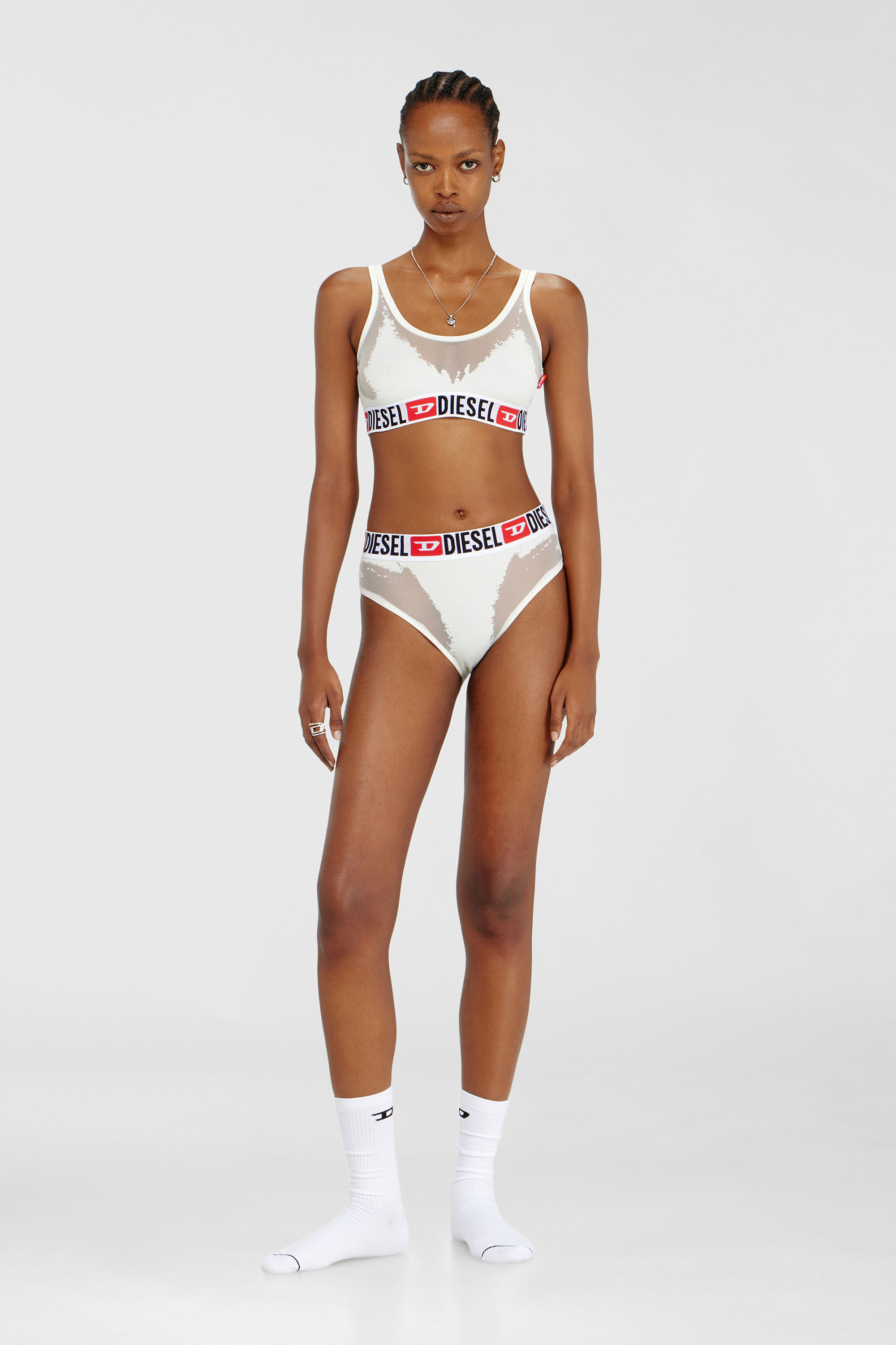 Diesel - PR-ORIBA-D-CORE, Damen Bralette mit transparentem Devor&eacute;-Effekt in Wei&szlig; - 1