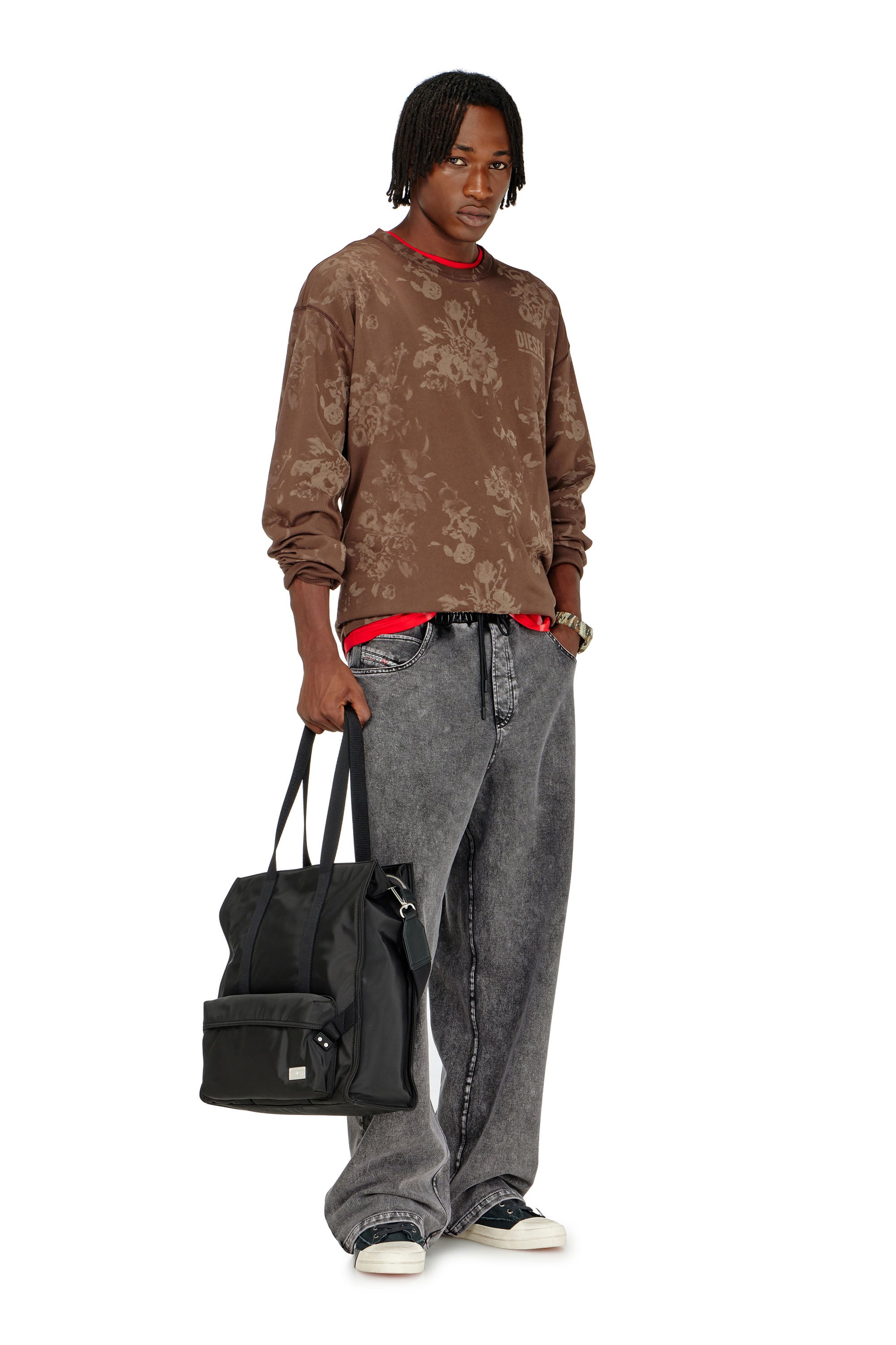 Diesel - P-STUK, Herren Sweatpants mit Denim-Effekt in Grau - 1