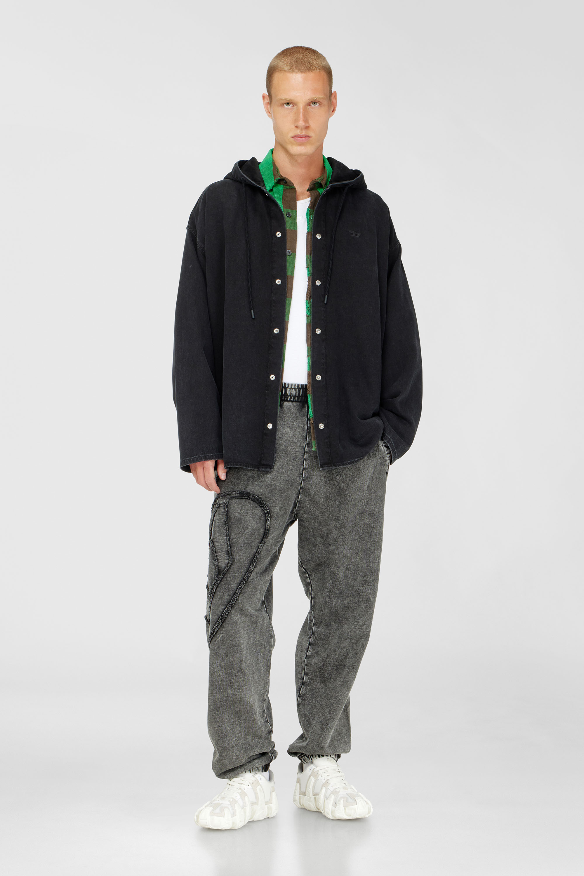 Diesel - P-MARKY-DEN, Man's Organic cotton sweatpants with Oval D patch in Dark grey - 1