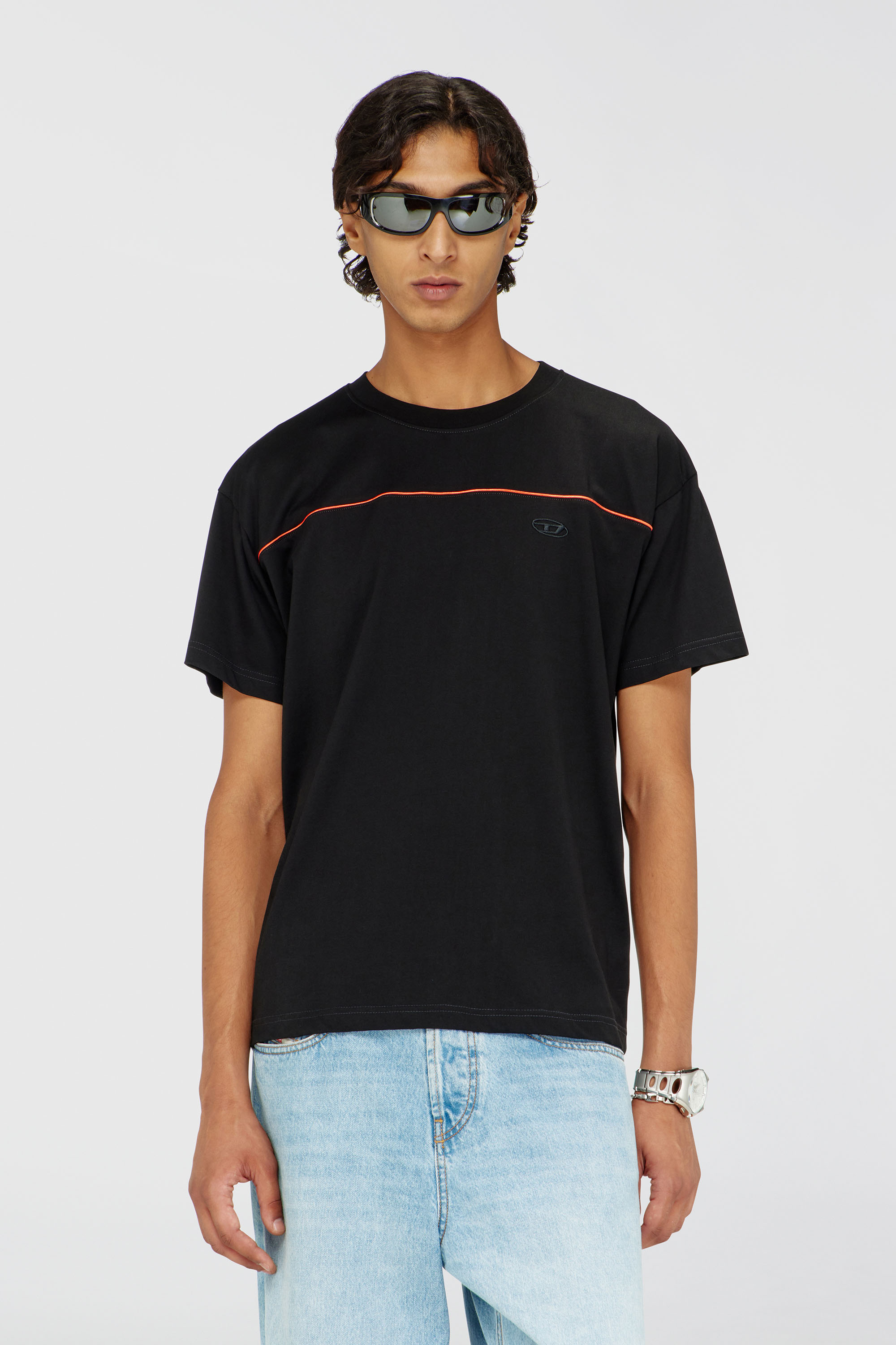 Diesel - T-NORM-PIPING, Herren T-Shirt mit kontrastierenden Paspeln in Schwarz - 3