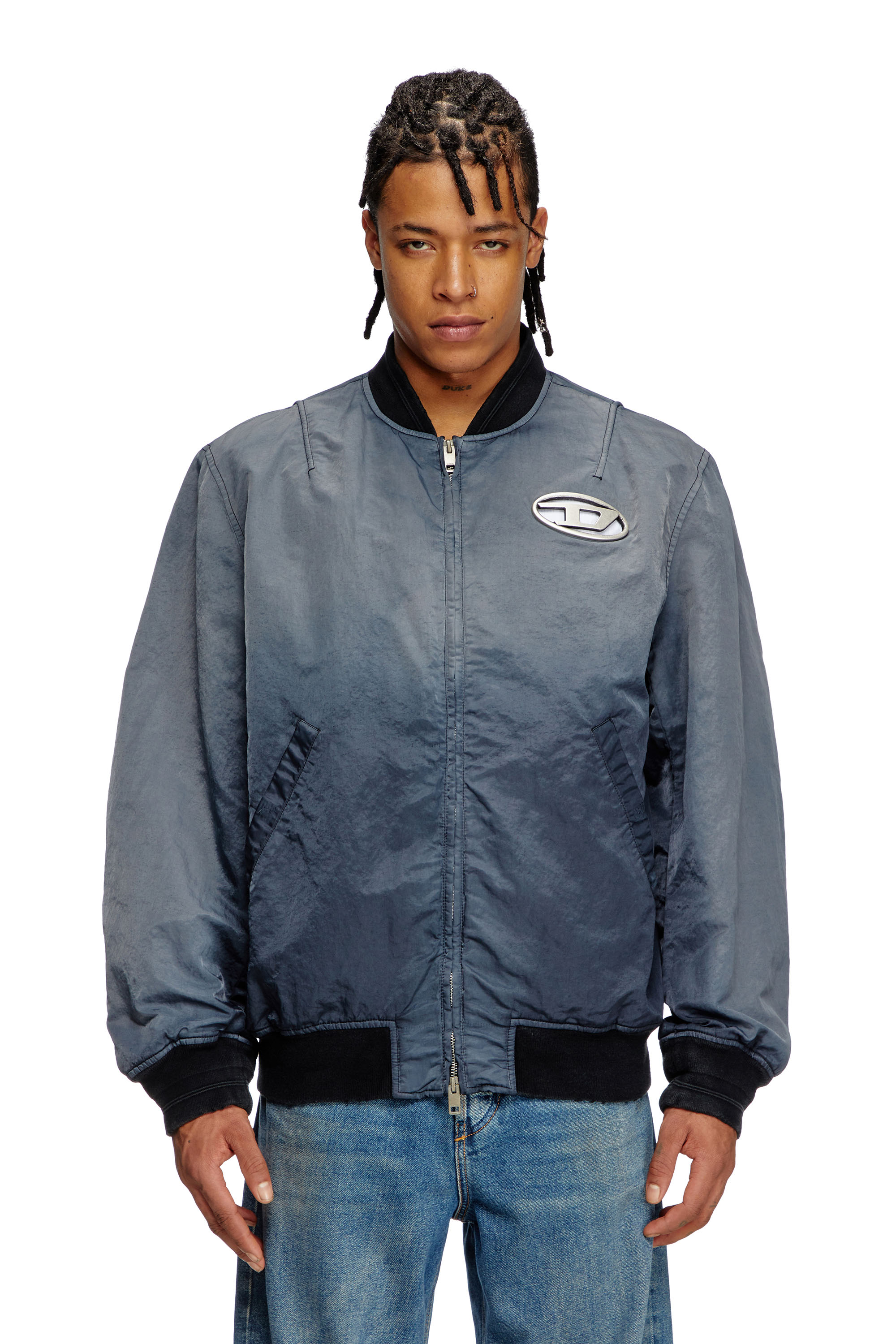 Diesel - J-KEPES, Herren Wattierte Bomberjacke in Dégradé-Optik in Dunkelgrau - 3