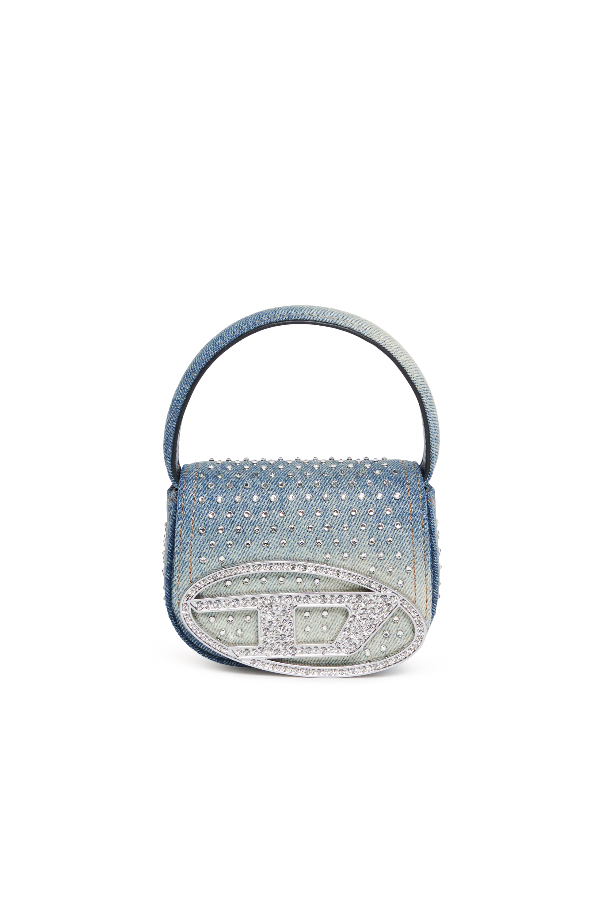 Diesel - 1DR XS, Damen Ikonische Mini-Tasche aus Denim mit Strass in Blau - 1