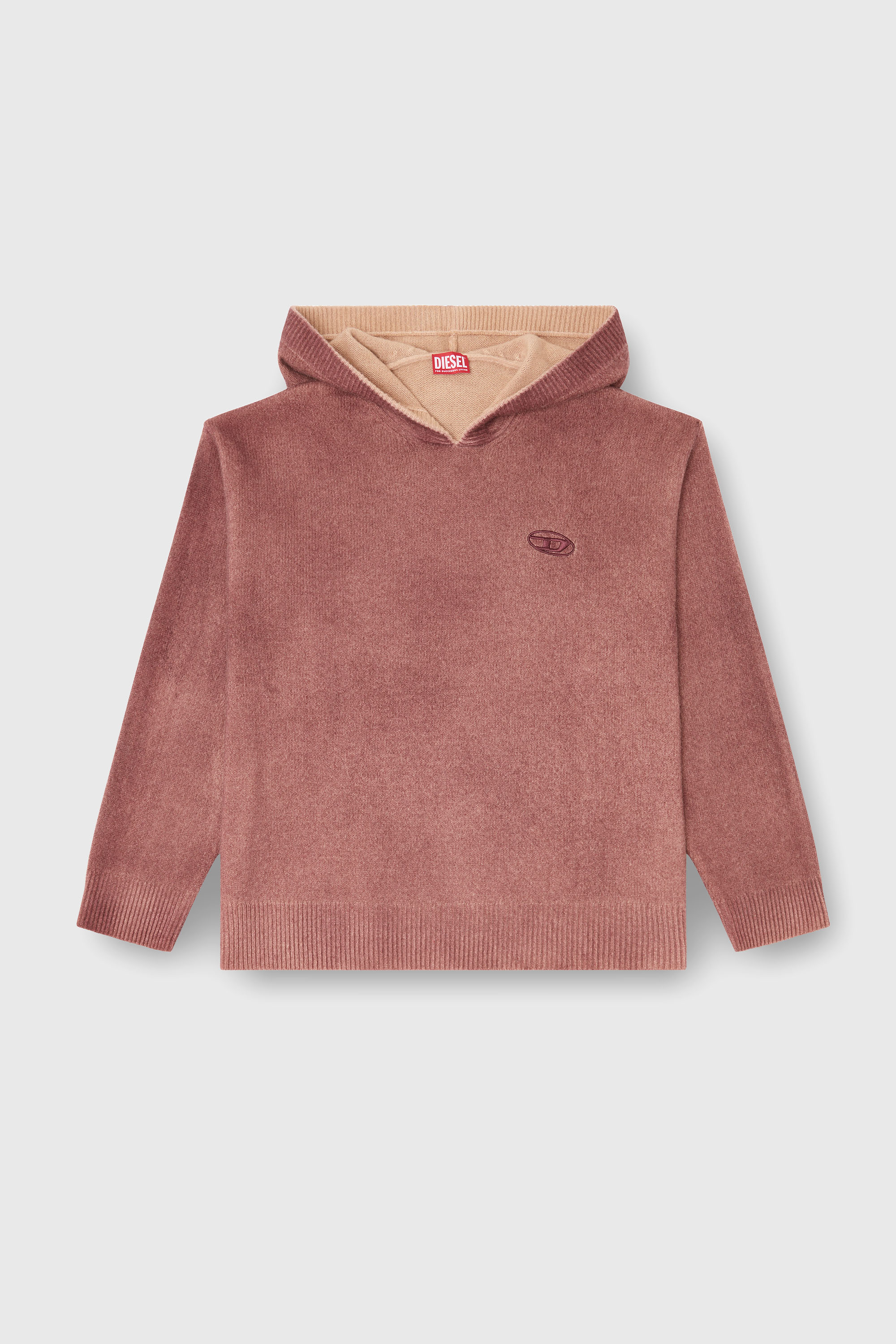 Diesel - K-PICKLED, Herren Doppelt gef&auml;rbtes Hoodie aus Wollmischstrick in Braun - 2