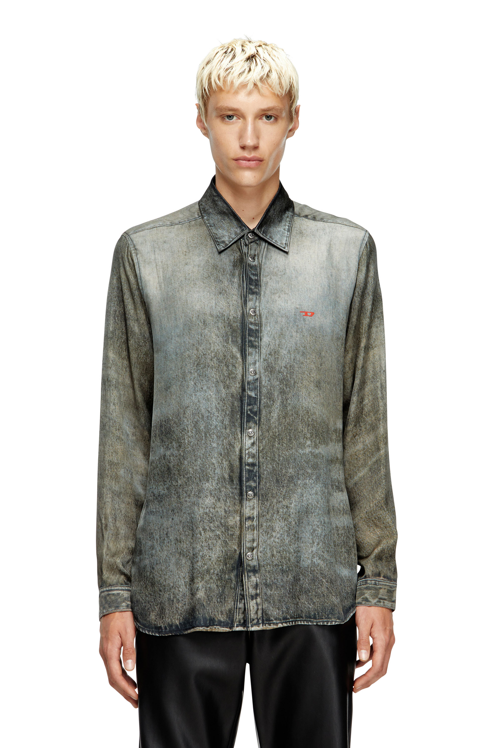 Diesel - S-SIMPLY-LKCT, Herren Hemd aus Viskose im Denim-Look in Schwarz - 1