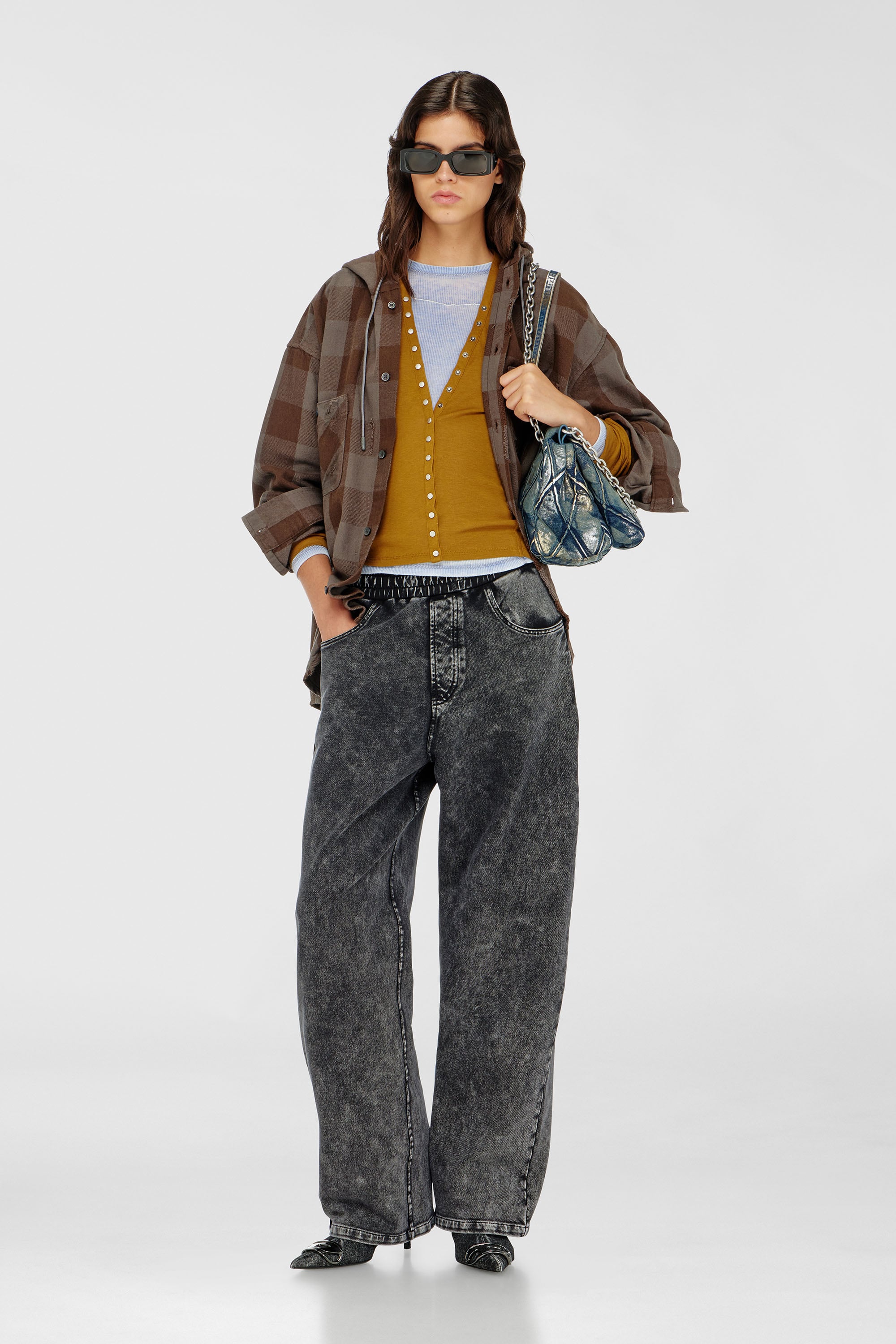 Diesel - P-STUKY, Damen Sweatpants mit Denim-Effekt in Dunkelgrau - 1
