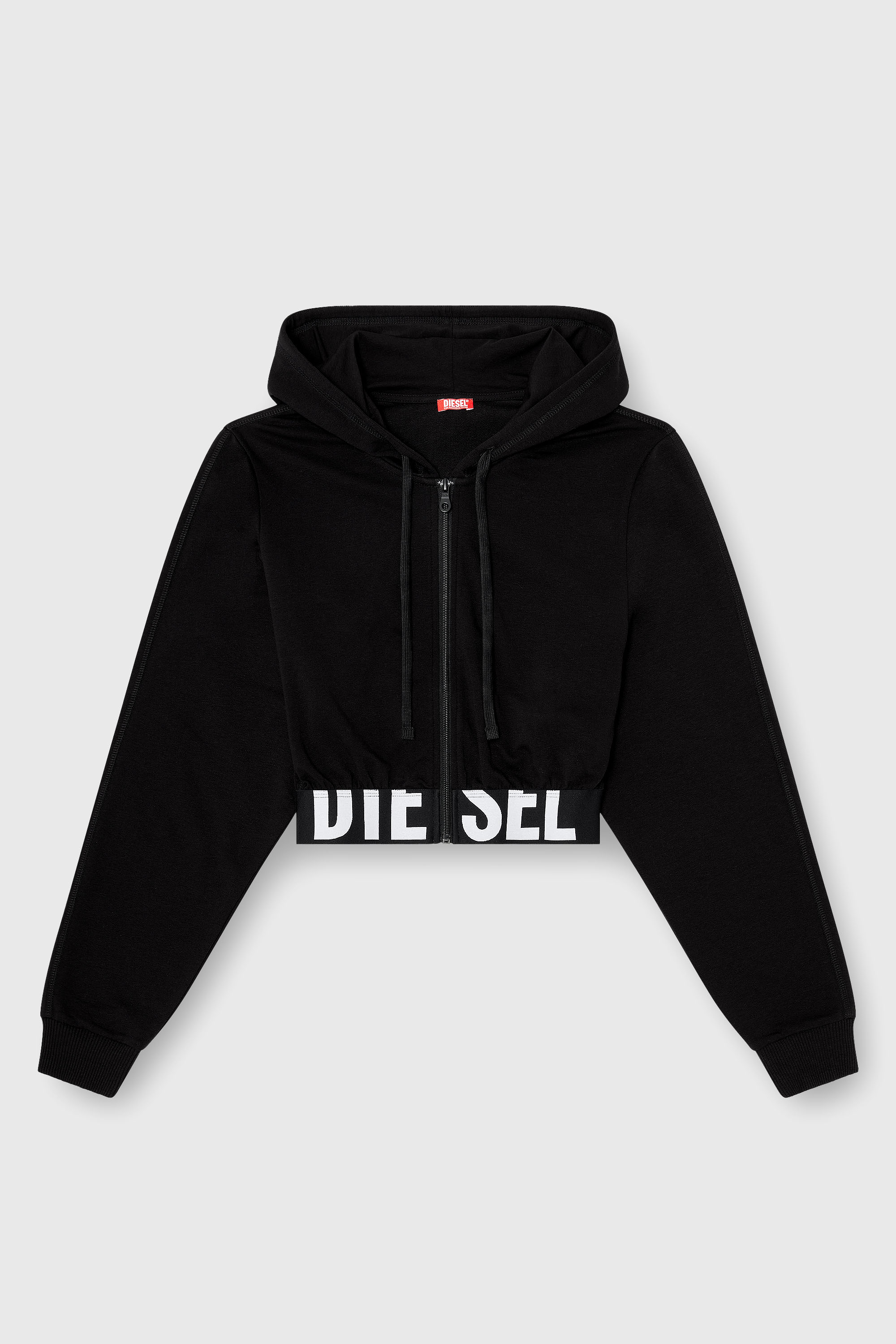 Diesel - NIKA-D-POP, Damen Cropped Hoodie mit Logo-Band in Schwarz - 2