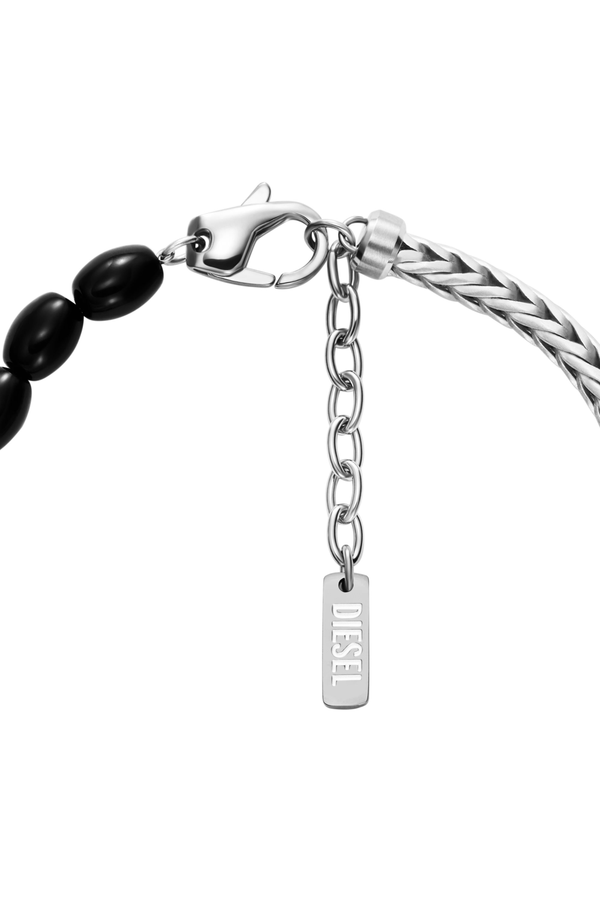 Diesel - DX1714040, Unisex Armband mit schwarzen Achatperlen in Silber/Schwarz - 2