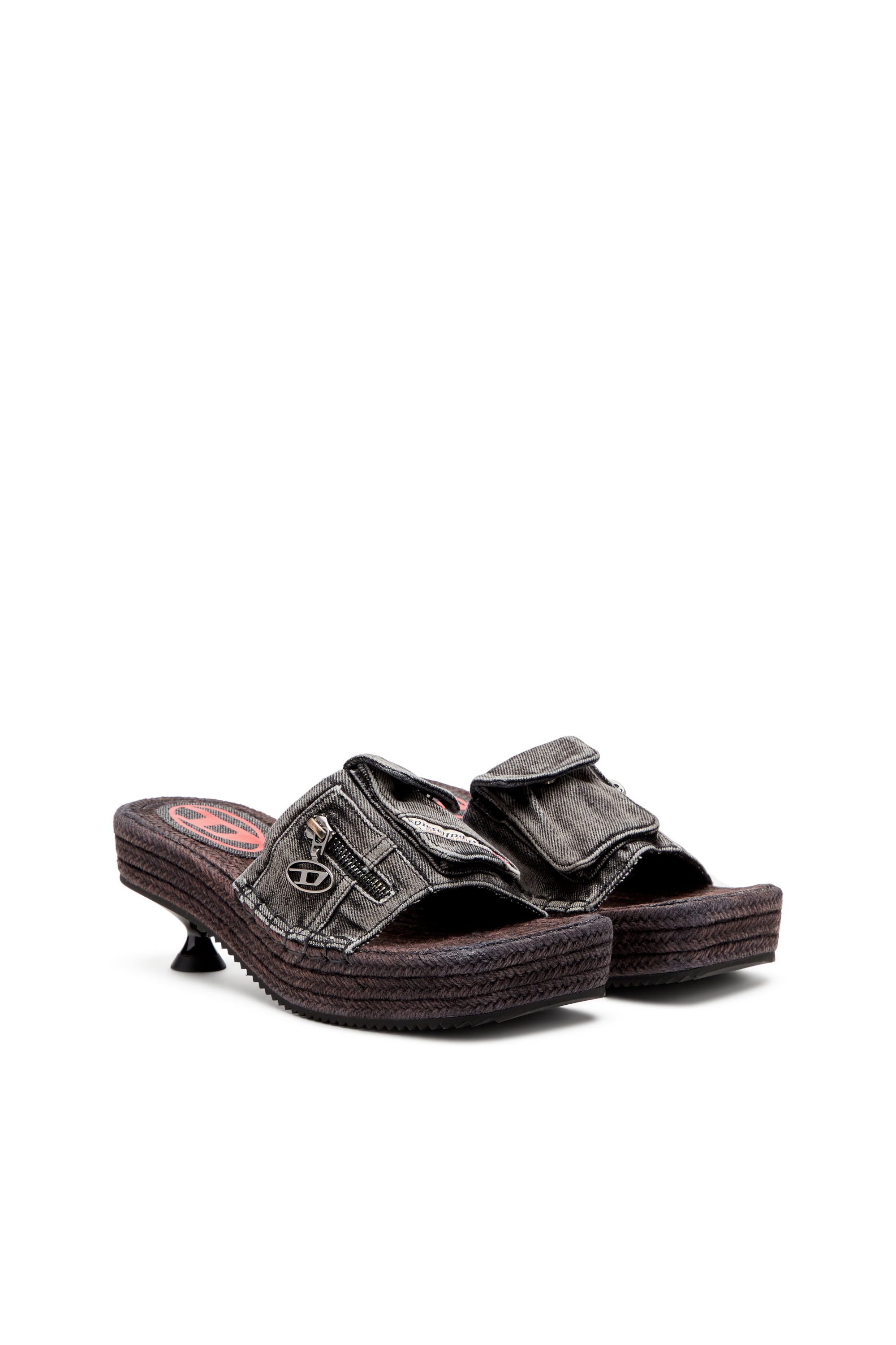 Diesel - D-IBIZA 40 PCK, Damen D-Ibiza-Espadrilles mit Absatz und Plateau aus Denim in Schwarz - 2