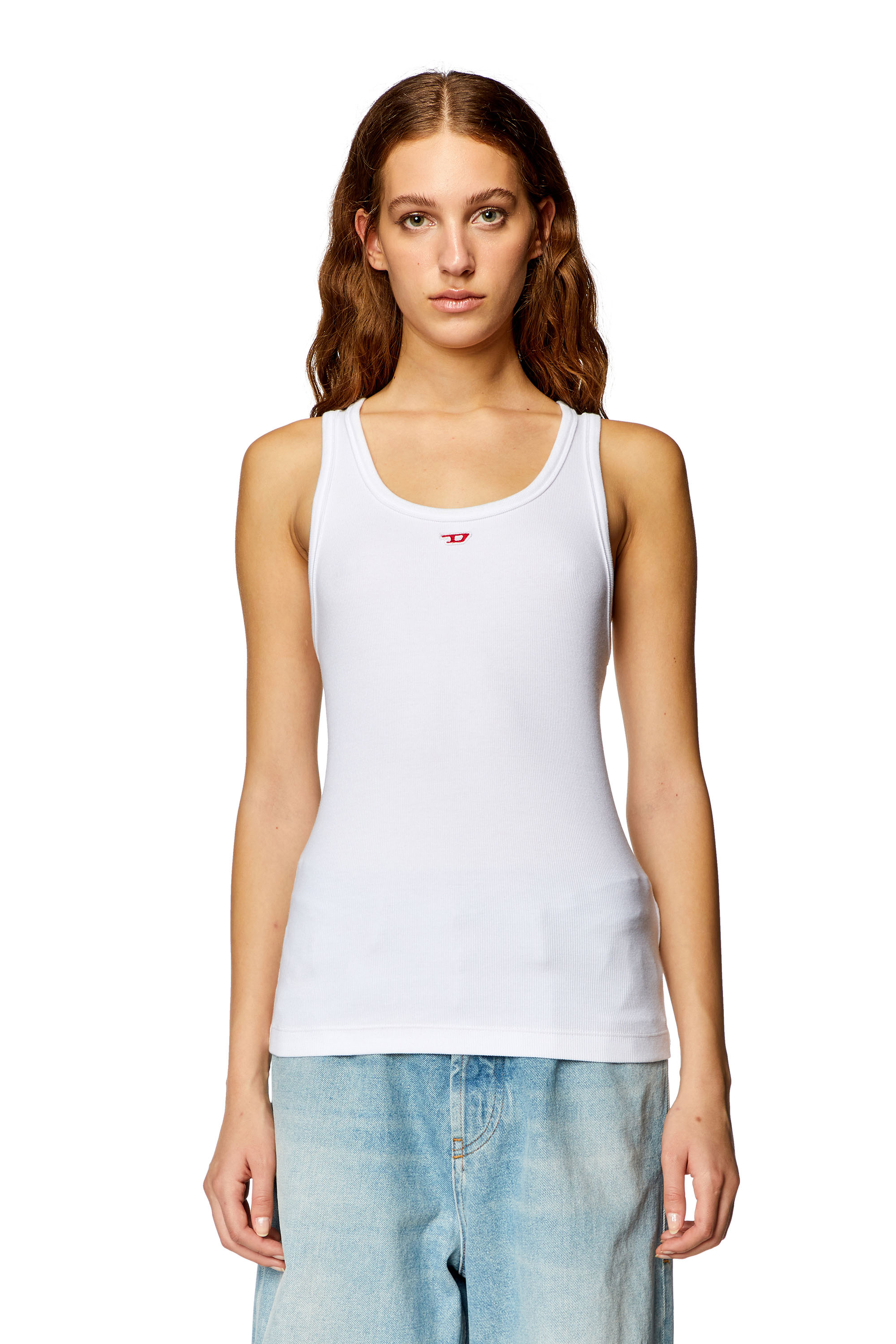 Diesel - T-ANKY-D, Damen Tanktop mit gesticktem D-Logo-Patch in Weiß - 5
