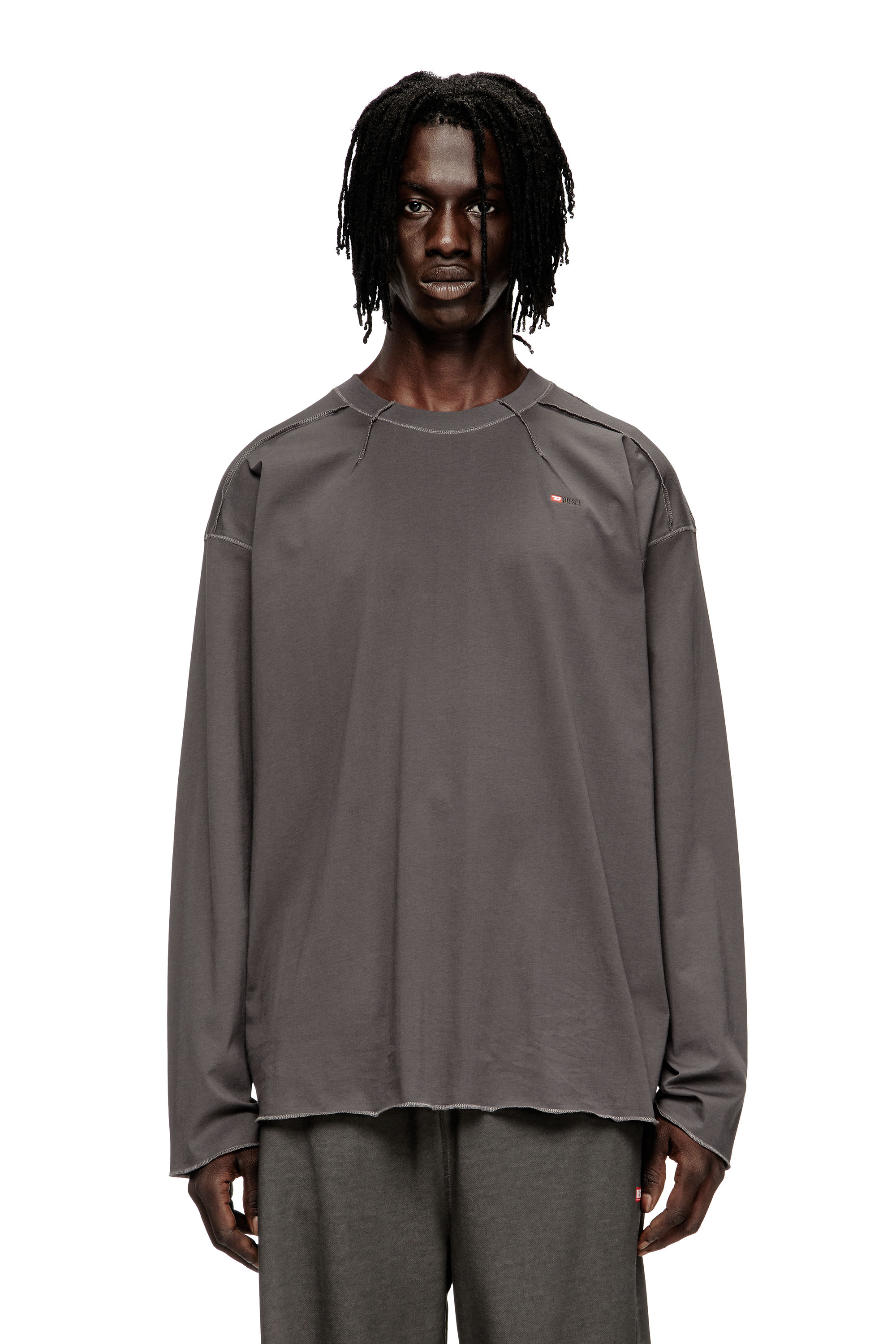 Diesel - T-CRAHOR-BOXT-LS-T1, Herren Baumwoll-T-Shirt in Grau - 1
