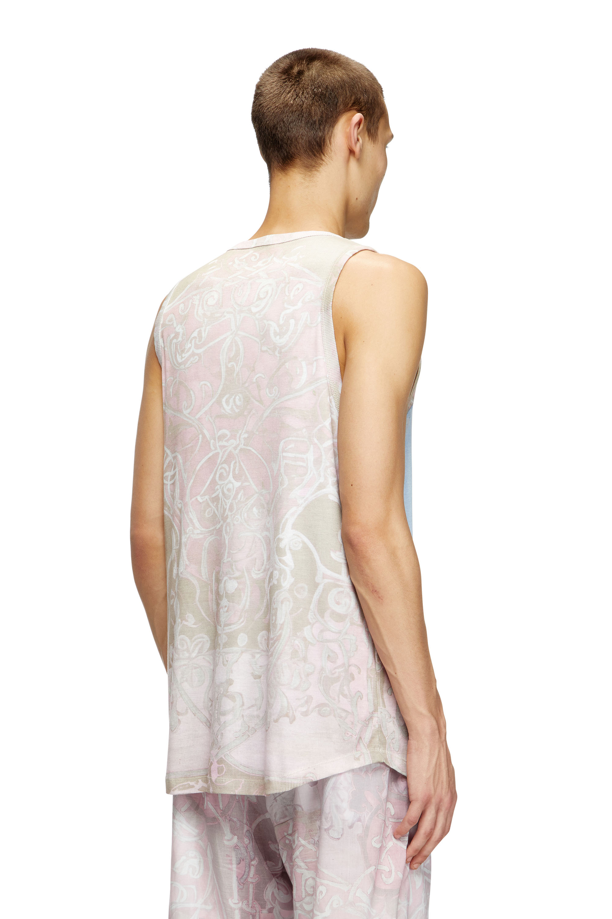 Diesel - T-ALY, Herren Tanktop mit mittelalterlichem Print in Rosa - 4