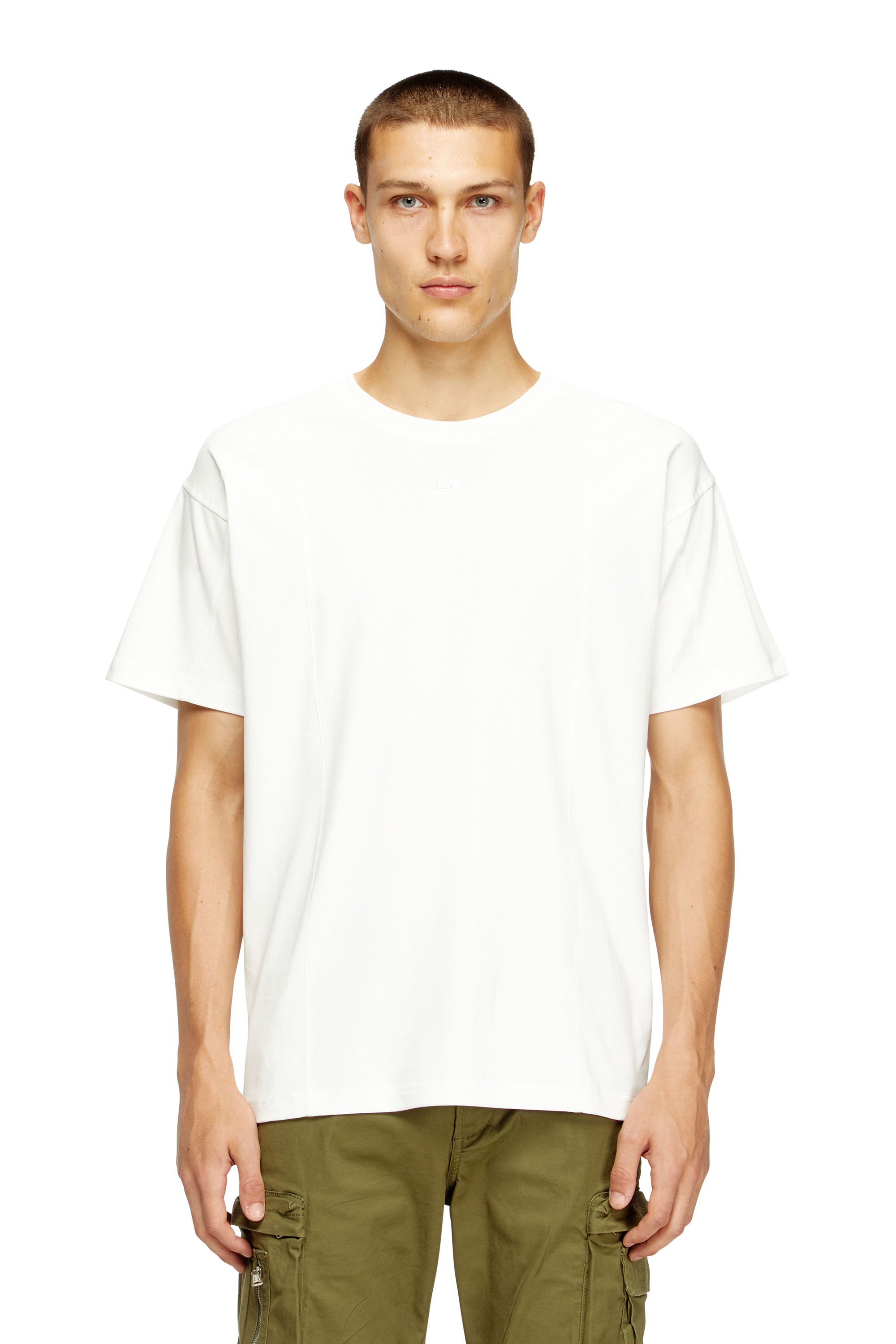 Diesel - T-NORM-INT, Man's Short-sleeve T-shirt with panels in White - 1