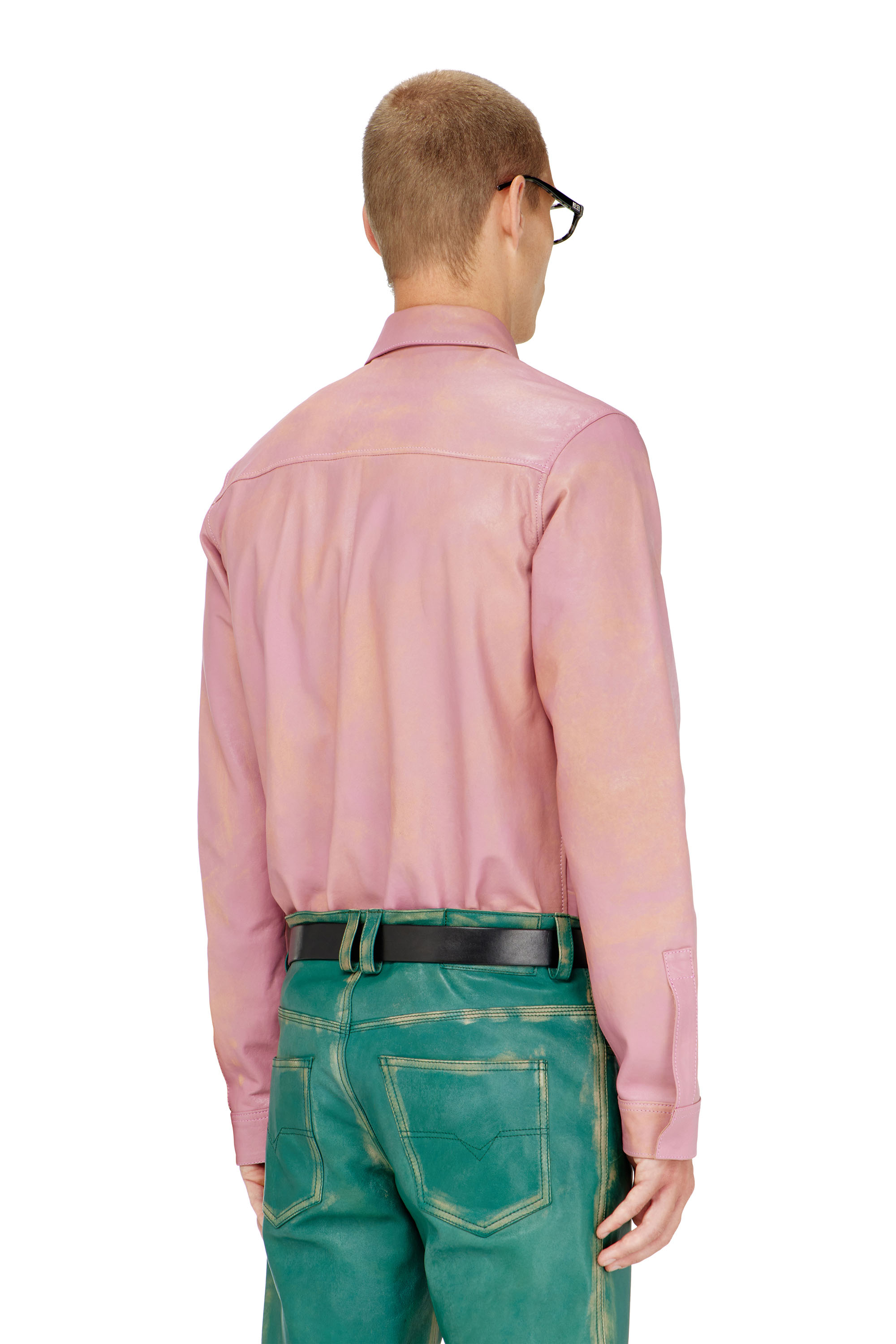 Diesel - S-CIRT, Herren Hemd aus behandeltem Leder in Rosa - 4