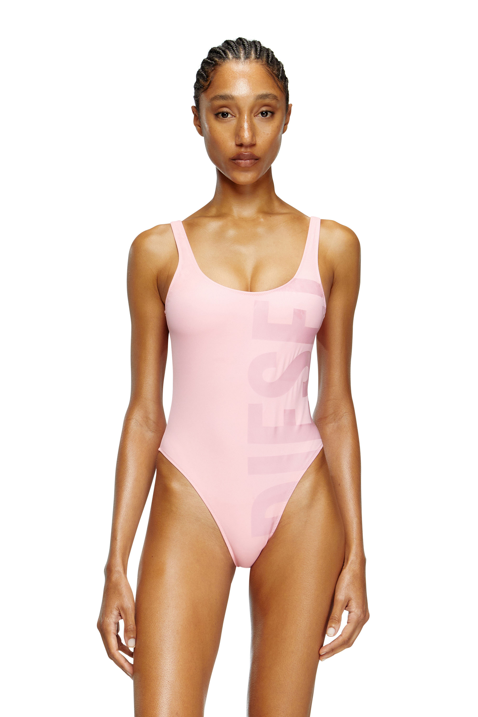 Diesel - BFSW-KYLIA, Damen Badeanzug mit großem Diesel-Print in Rosa - 1
