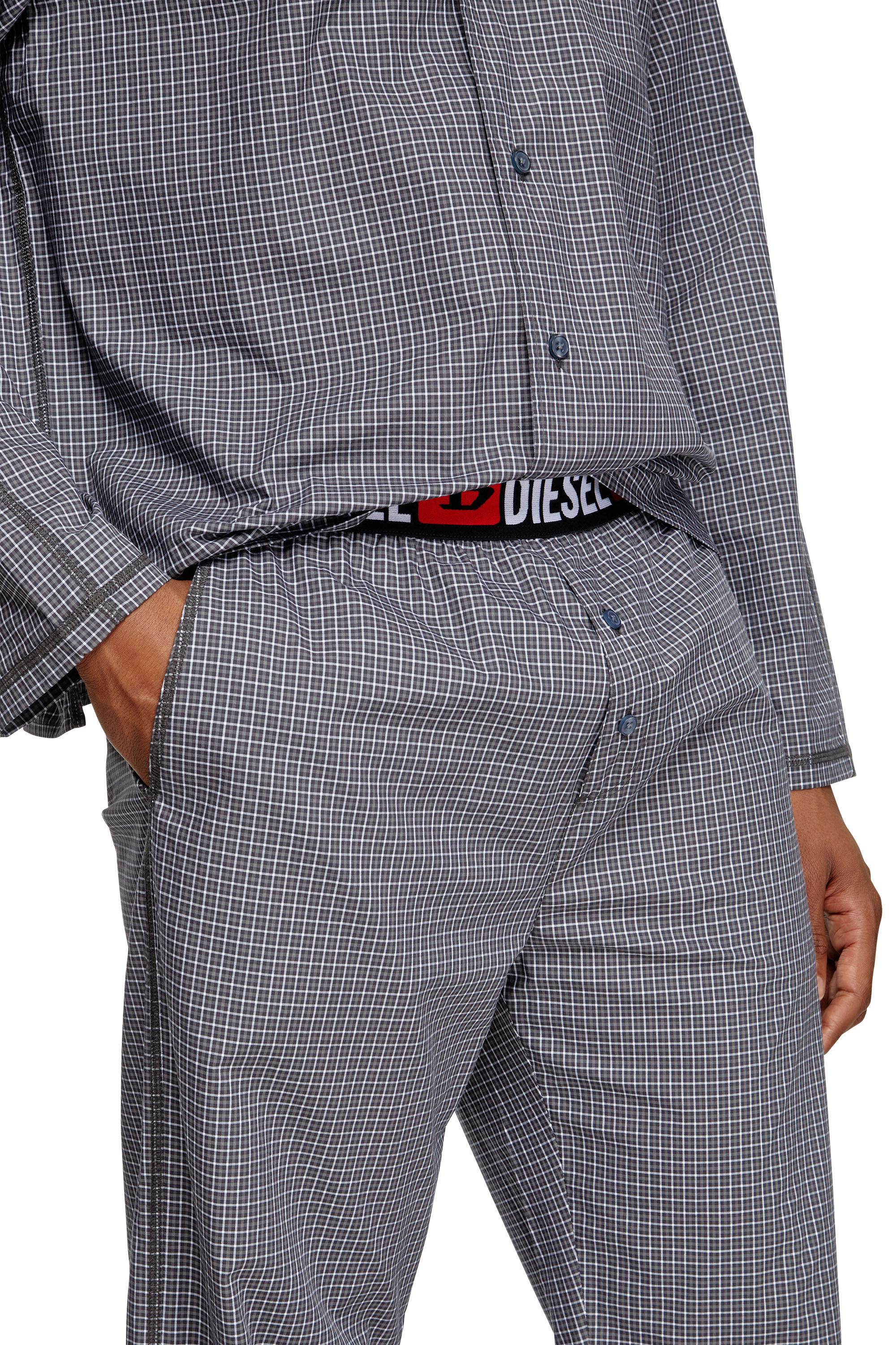 Diesel - SET-PAUL-D-CORE, Herren Pyjamas aus Karo-Baumwolle in Grau - 4