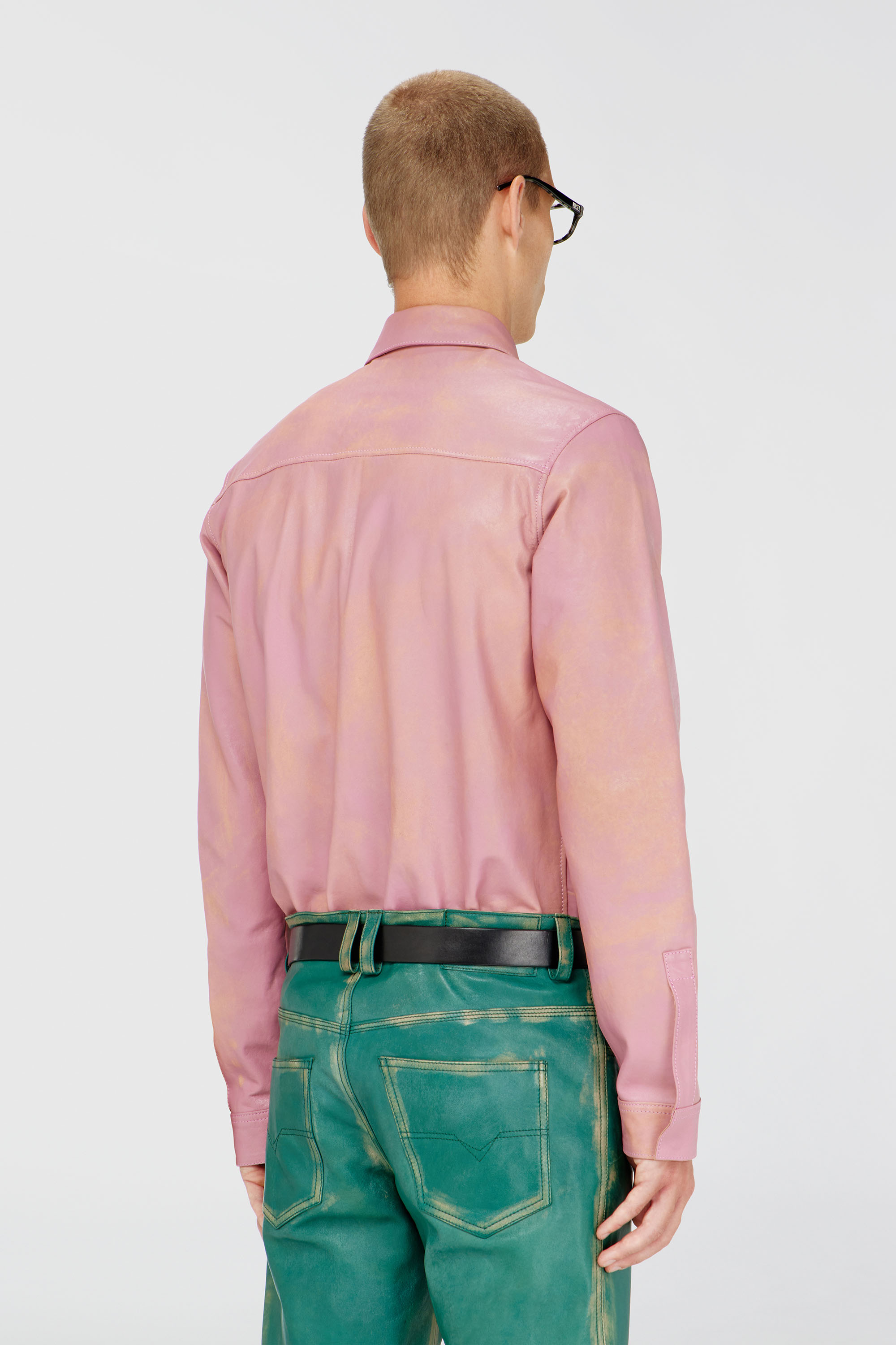 Diesel - S-CIRT, Herren Hemd aus behandeltem Leder in Rosa - 4
