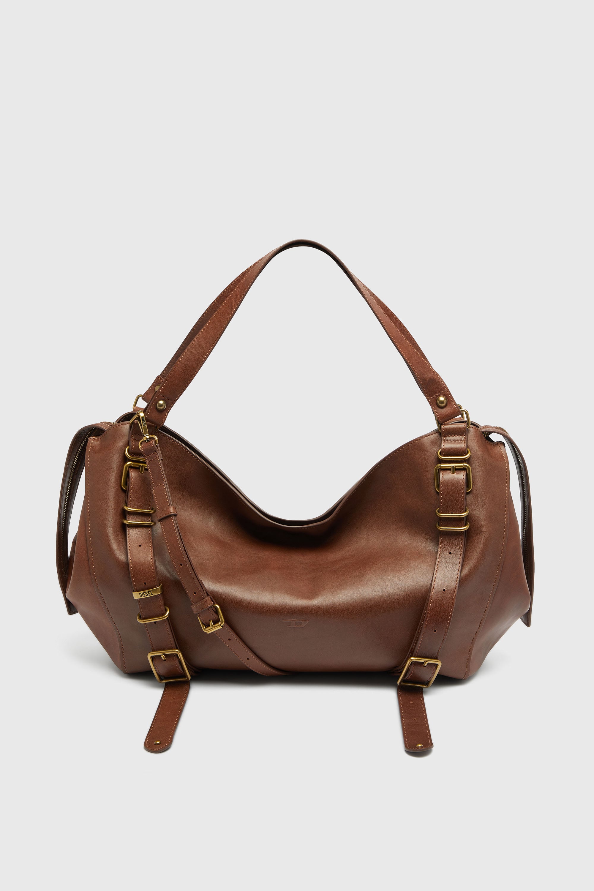 Diesel - D-ONE TOPHANDLE L, Unisex's D-One-Large top-handle bag in treated leather in Brown - 2