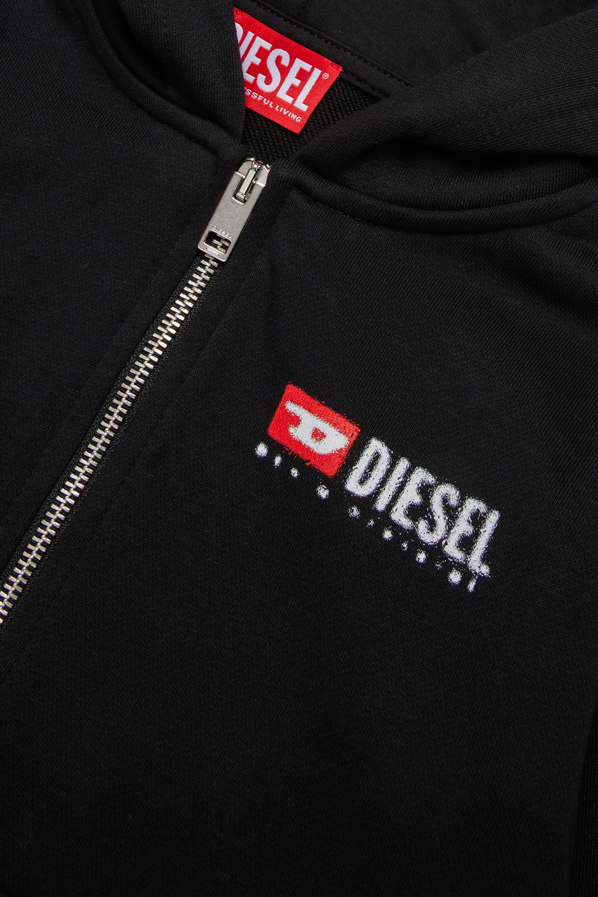 Diesel - SDROPSHOODZ OVER, Herren Baumwoll-Hoodie mit Reißverschluss in Schwarz - 4