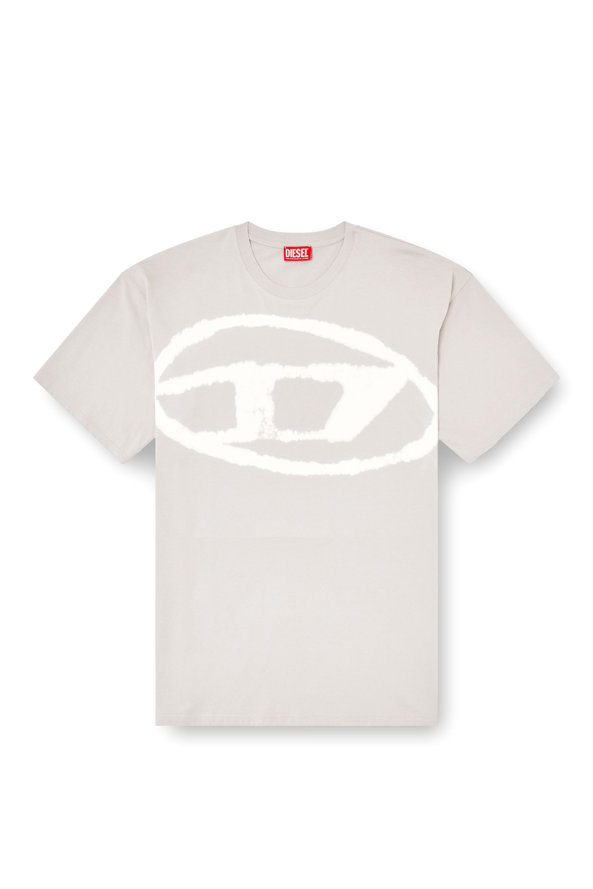 Diesel - T-BOXT-BLEACH, Herren T-Shirt mit gebleichtem Oval D-Logo in Grau - 3