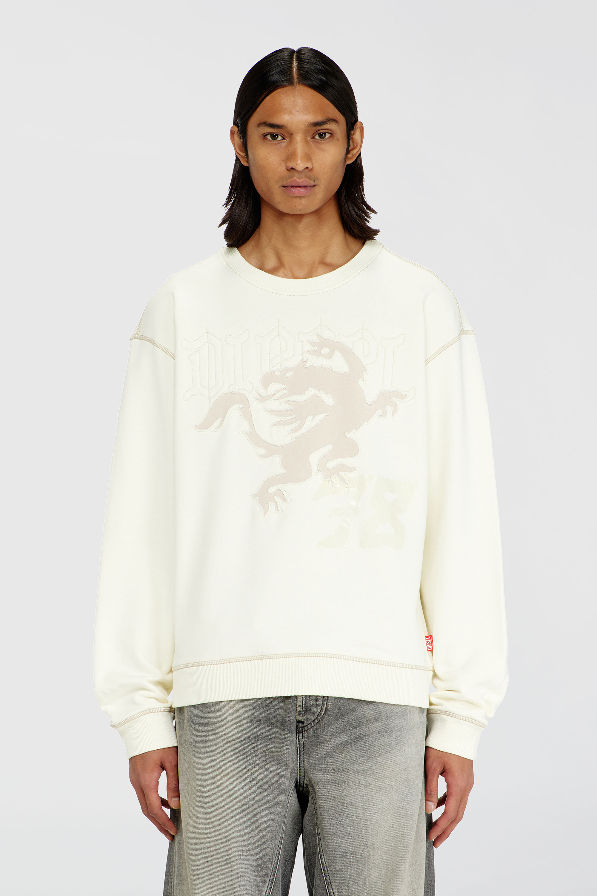 Diesel - S-NORM-AA3, Herren Sweatshirt mit Stickerei und Druck in Wei&szlig; - 3