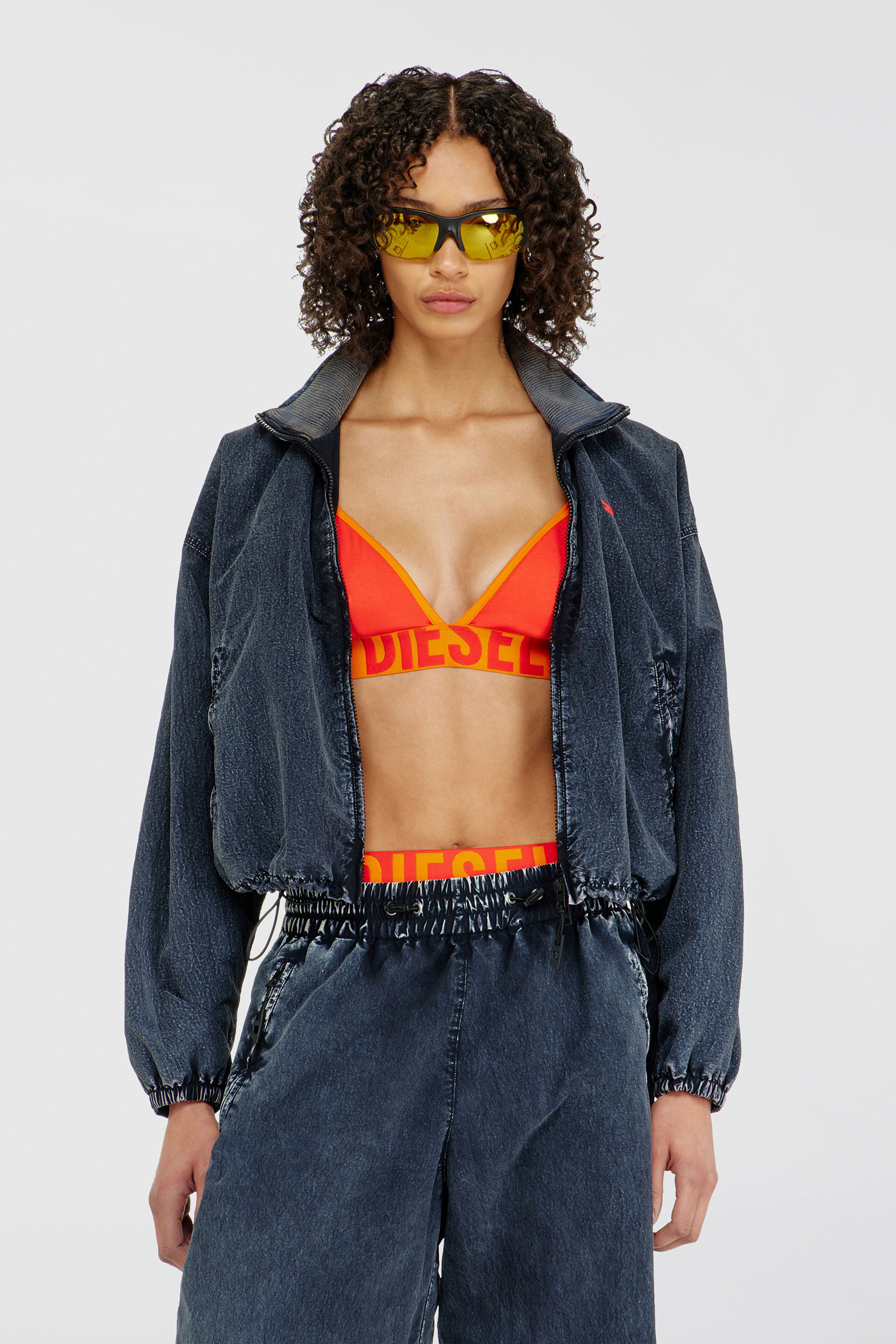 Diesel - CORA-D-POP, Damen Triangel-BH aus zweifarbigem Baumwollstoff in Orange - 1