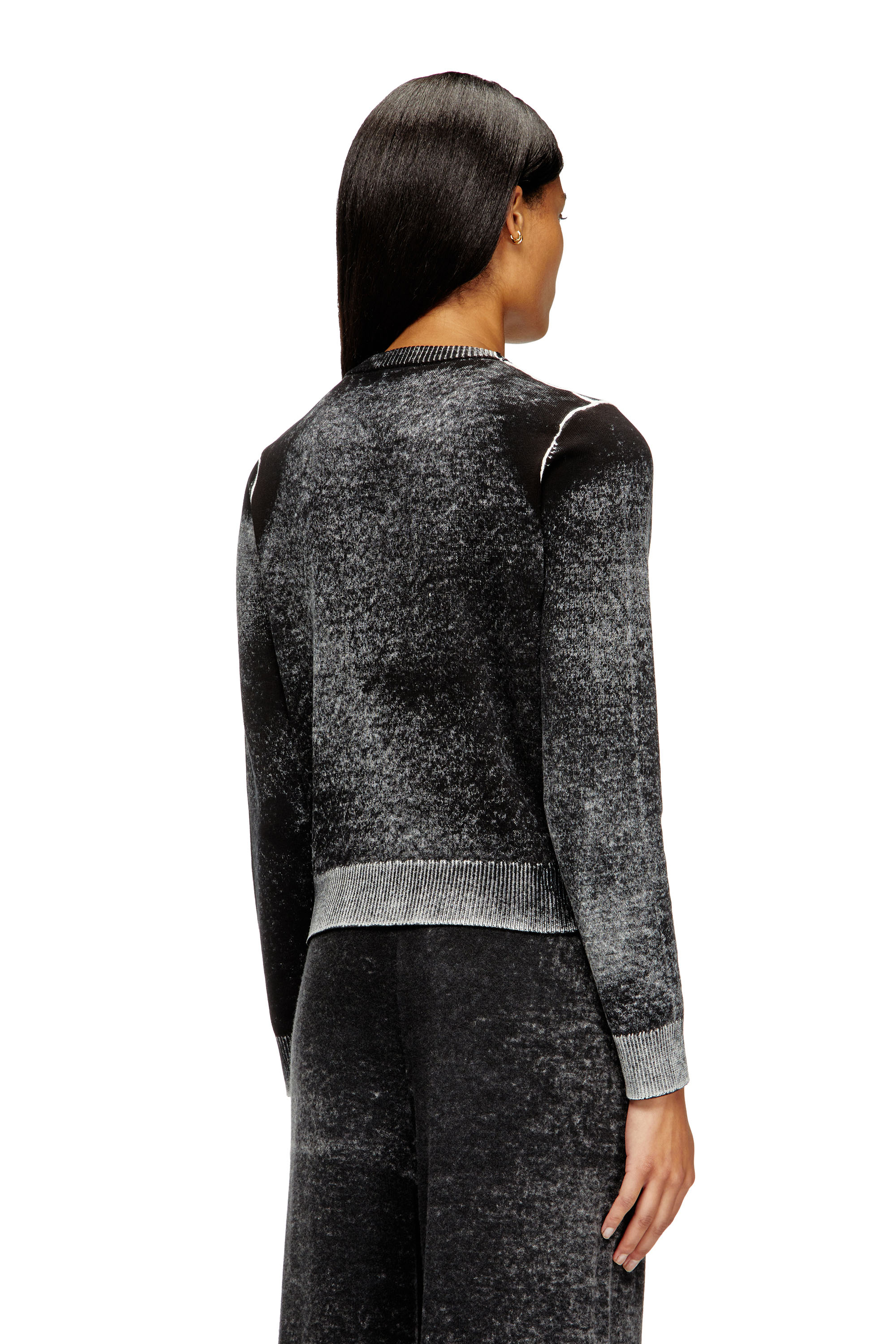 Diesel - M-LOVRE, Woman's Jumper with faded reverse print in Grey/Black - 4