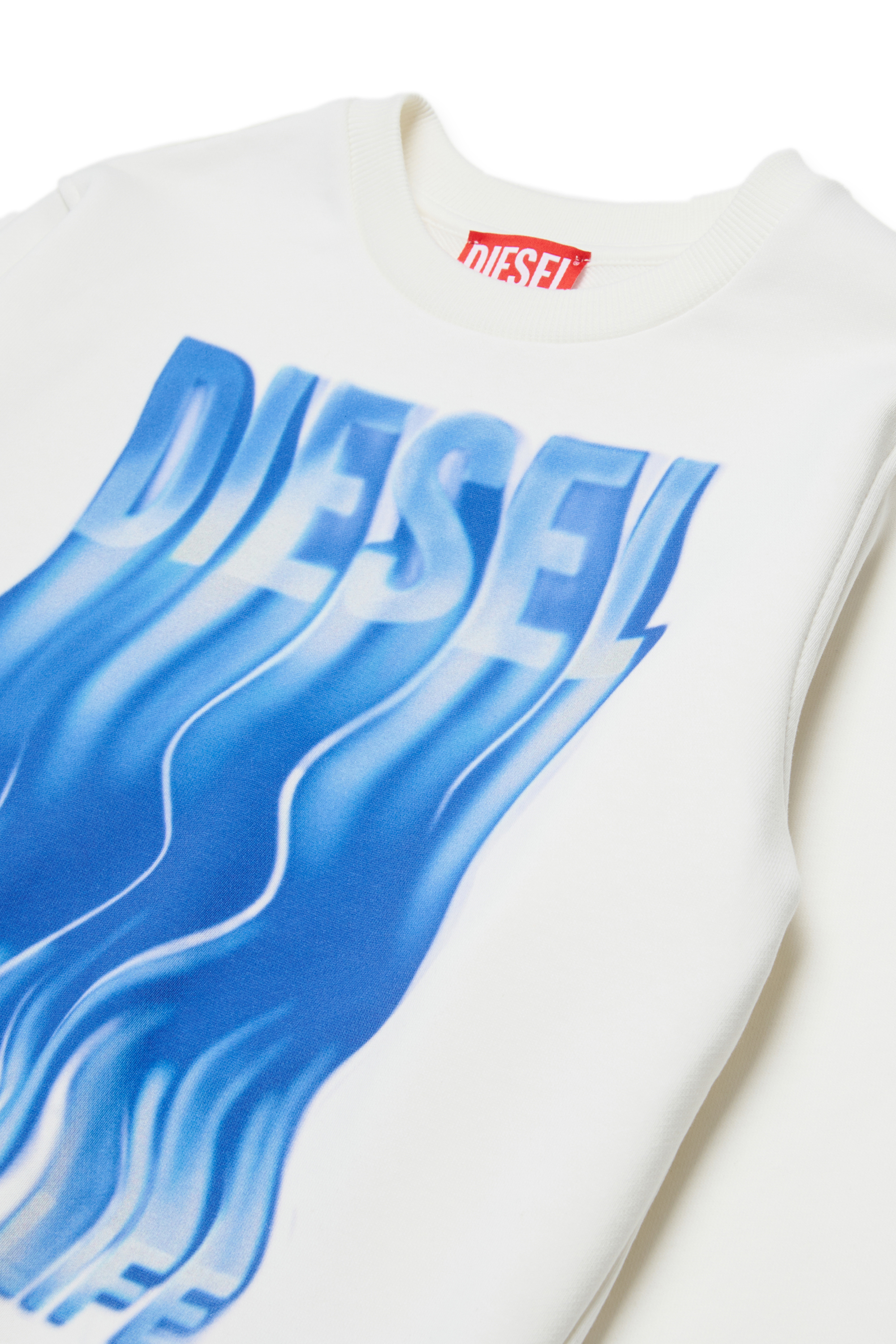 Diesel - SWIGGLY OVER, Herren Sweatshirt mit Wellenlogo-Print in Wei&szlig; - 3