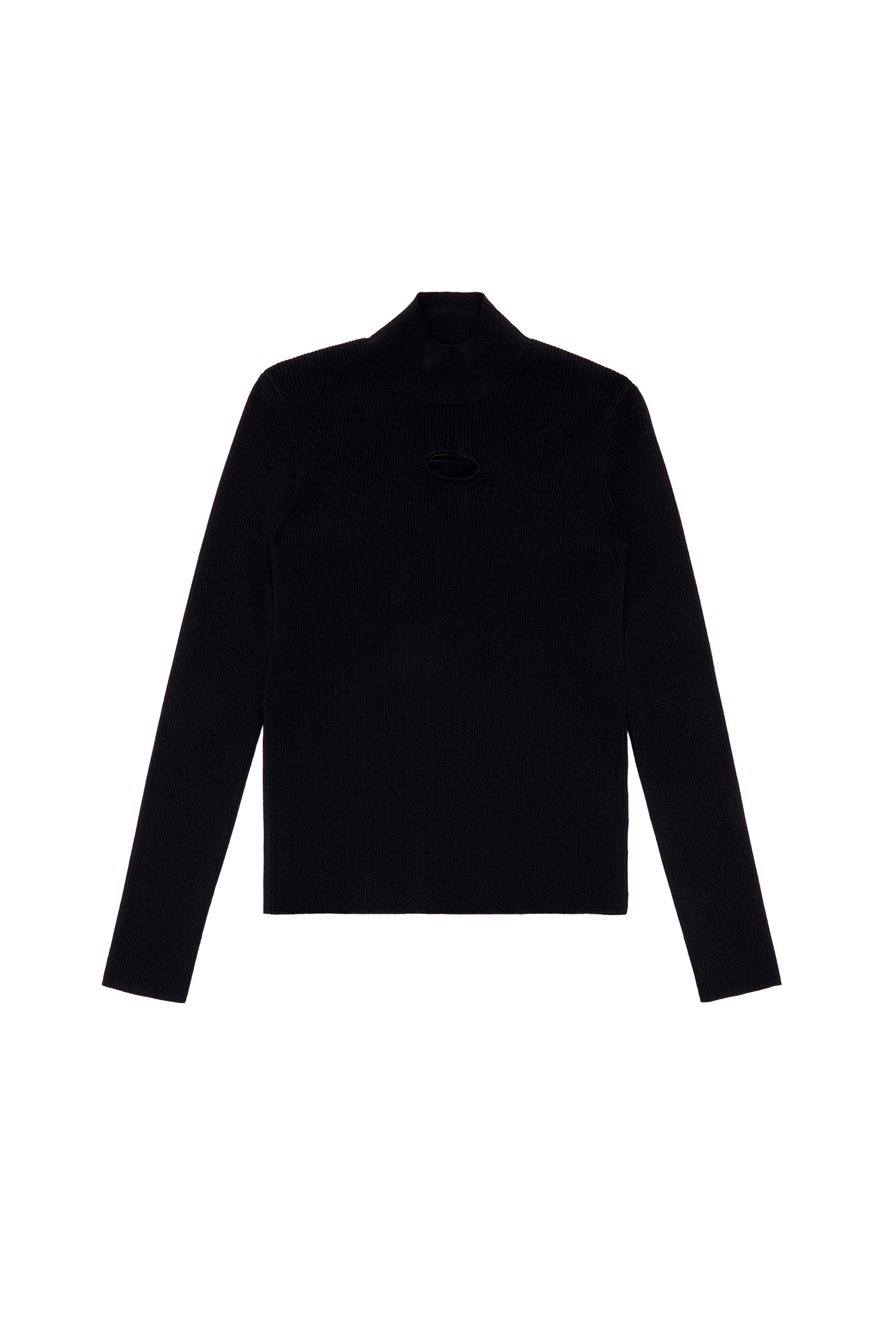 Diesel - K-ZACKARY, Herren Pullover mit Wasserfallausschnitt und Oval D in Schwarz - 3