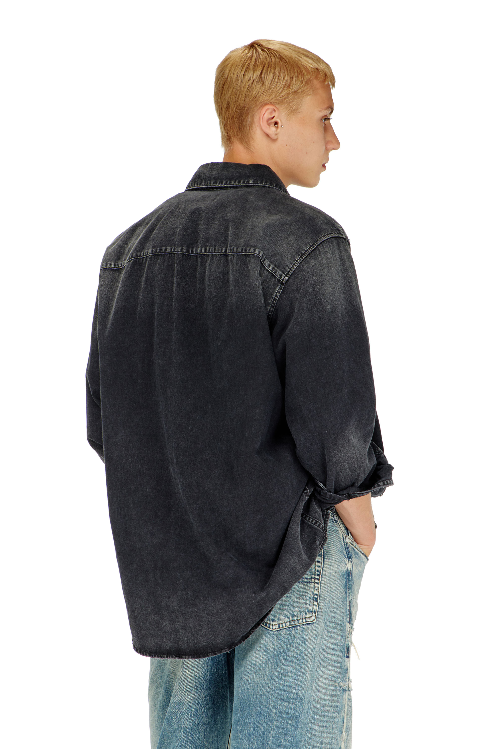 Diesel - D-SIMPLY, Herren Lang&auml;rmeliges Denimhemd in Schwarz - 4