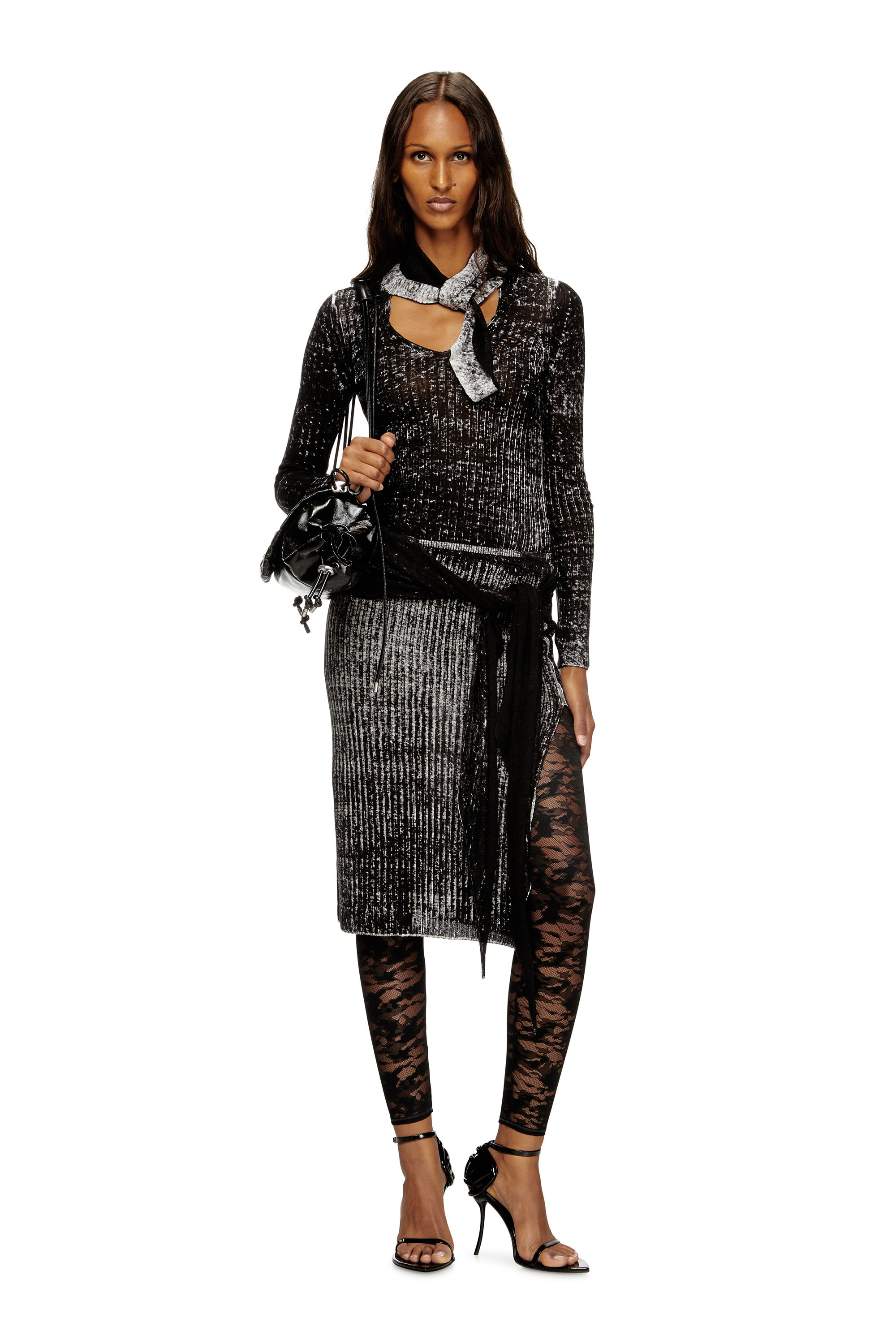 Diesel - CLAIRE-UTLT, Damen Leggings mit Camouflage-Spitze in Schwarz - 5