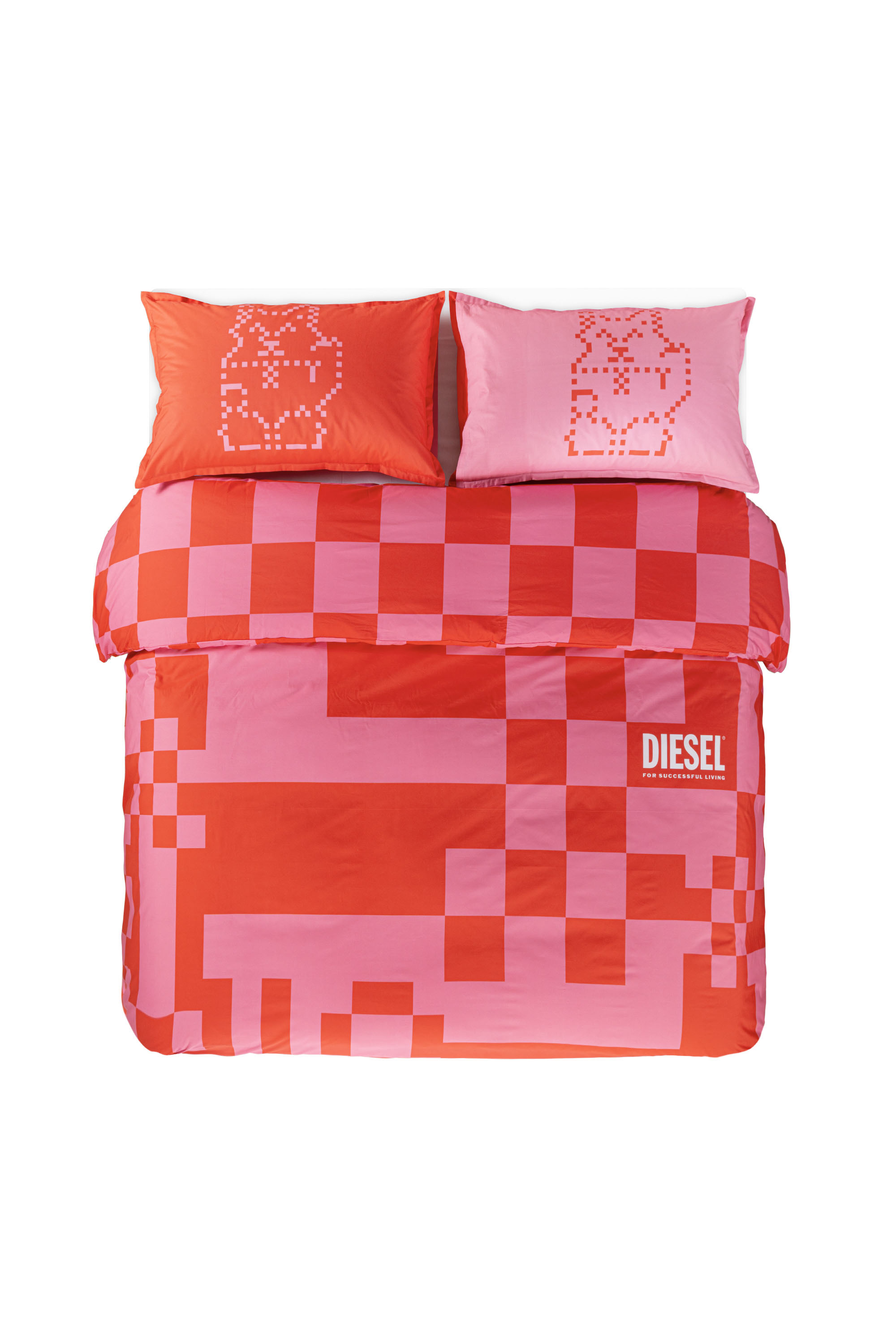Diesel - 1018118  PIXEL DUCKS PINK/RED PERCALE DU, Unisex Perkal-Bettw&auml;sche-Set f&uuml;r Queen-Size-Bett in Rot - 1