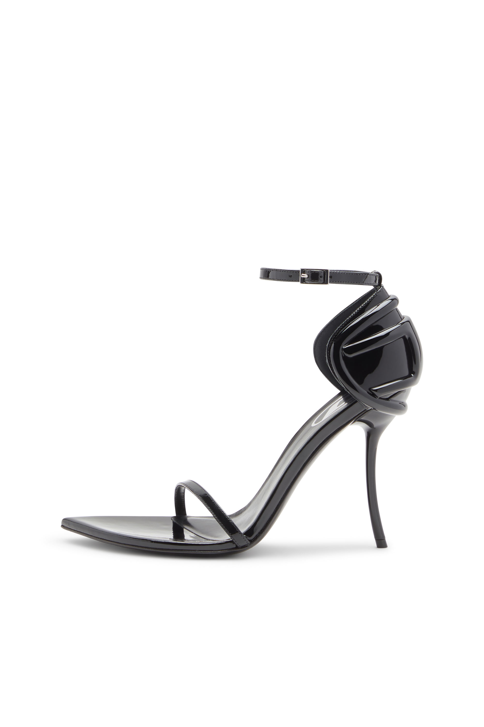 Diesel - D-TEN&HALF SANDAL, Damen D-Ten&Half-Stiletto-Sandalen aus Lackleder und Satin in Schwarz - 7