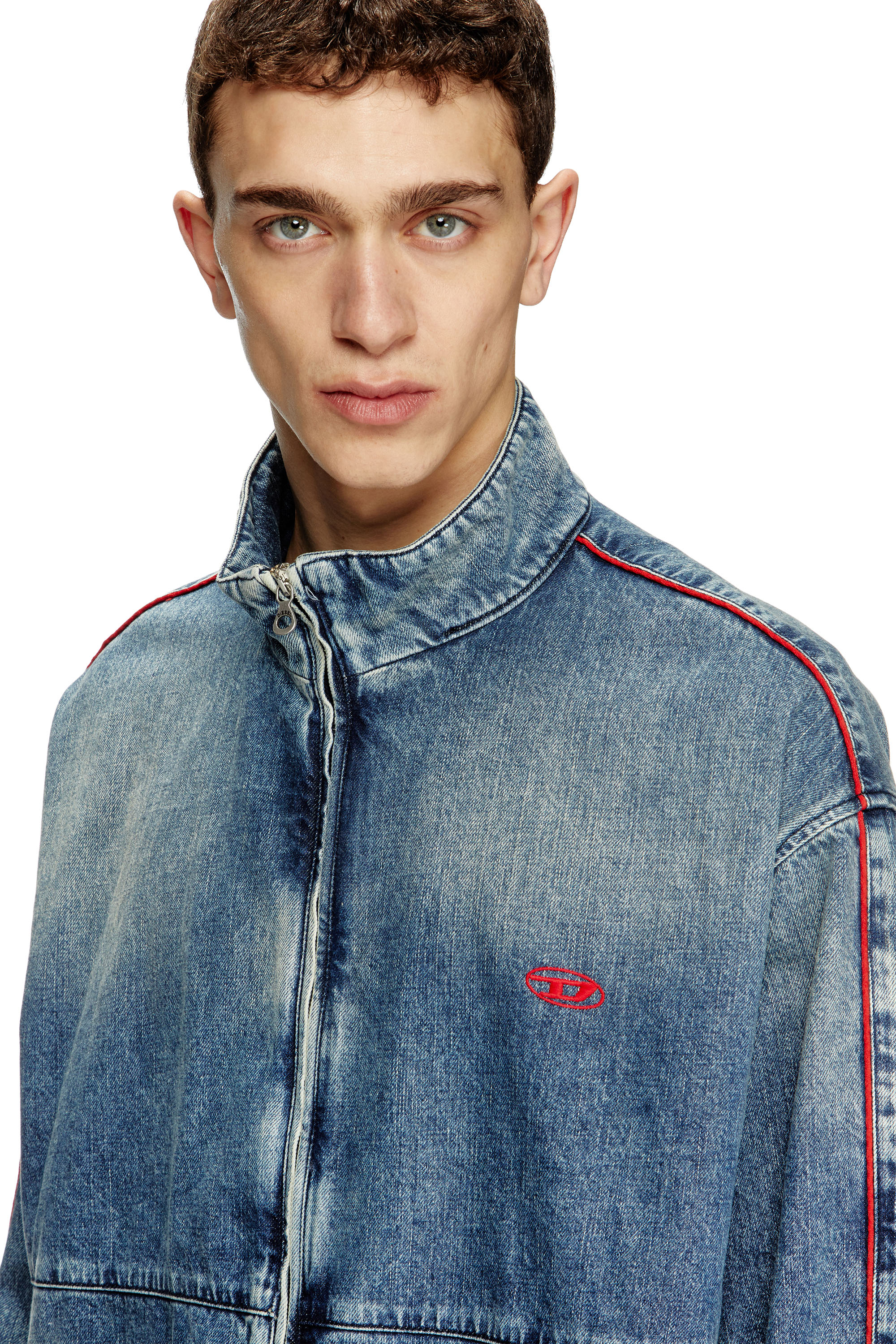 Diesel - D-KRAP-S2, Herren Jacke aus Denim mit roten Paspeln in Blau - 5