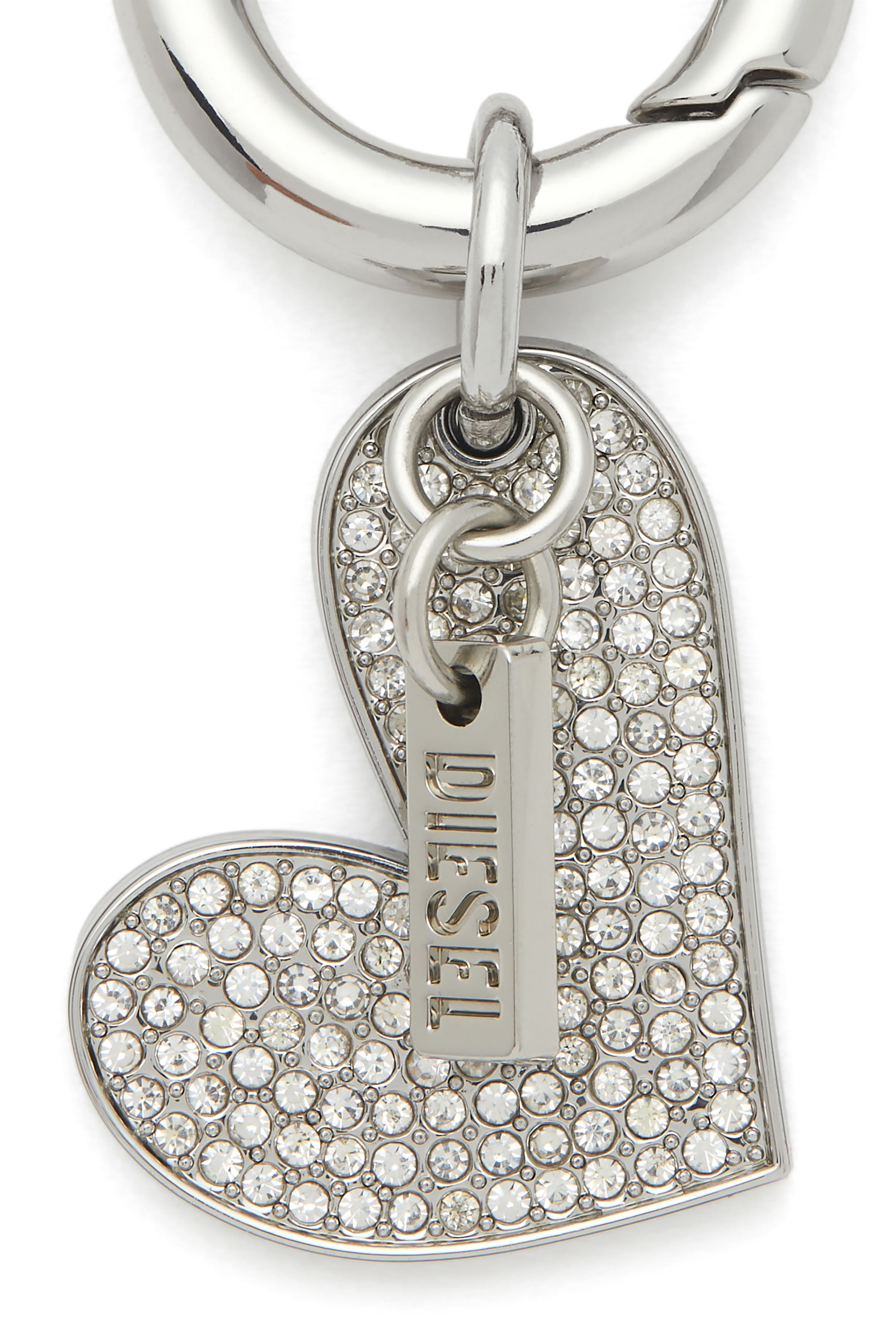 Diesel - CHARM-HEART, Damen Metallherz-Anhänger mit Strasssteinen in Silber - 2