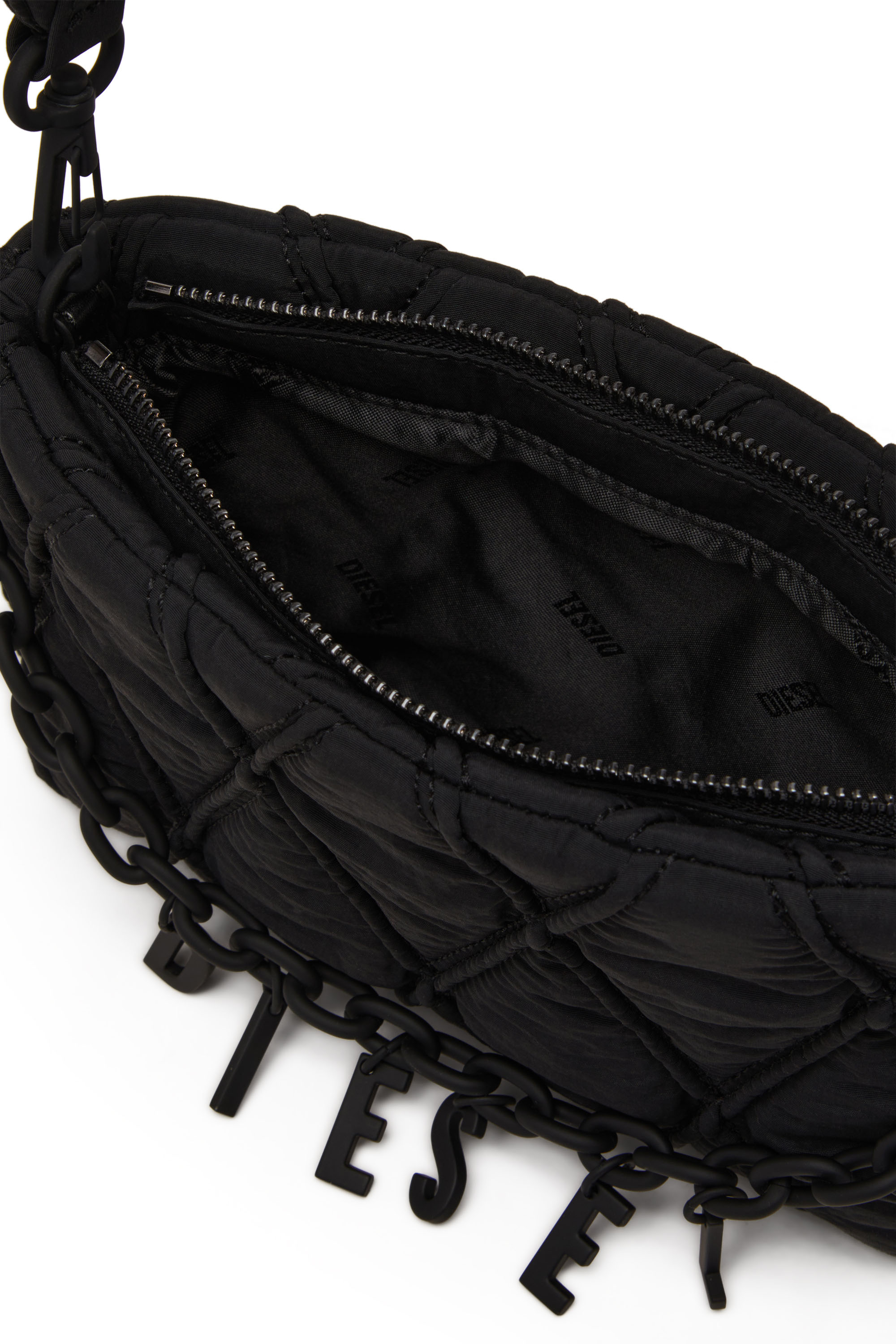 Diesel - CHARM-D POUCH, Damen Pouch aus gestepptem Nylon in Schwarz - 4