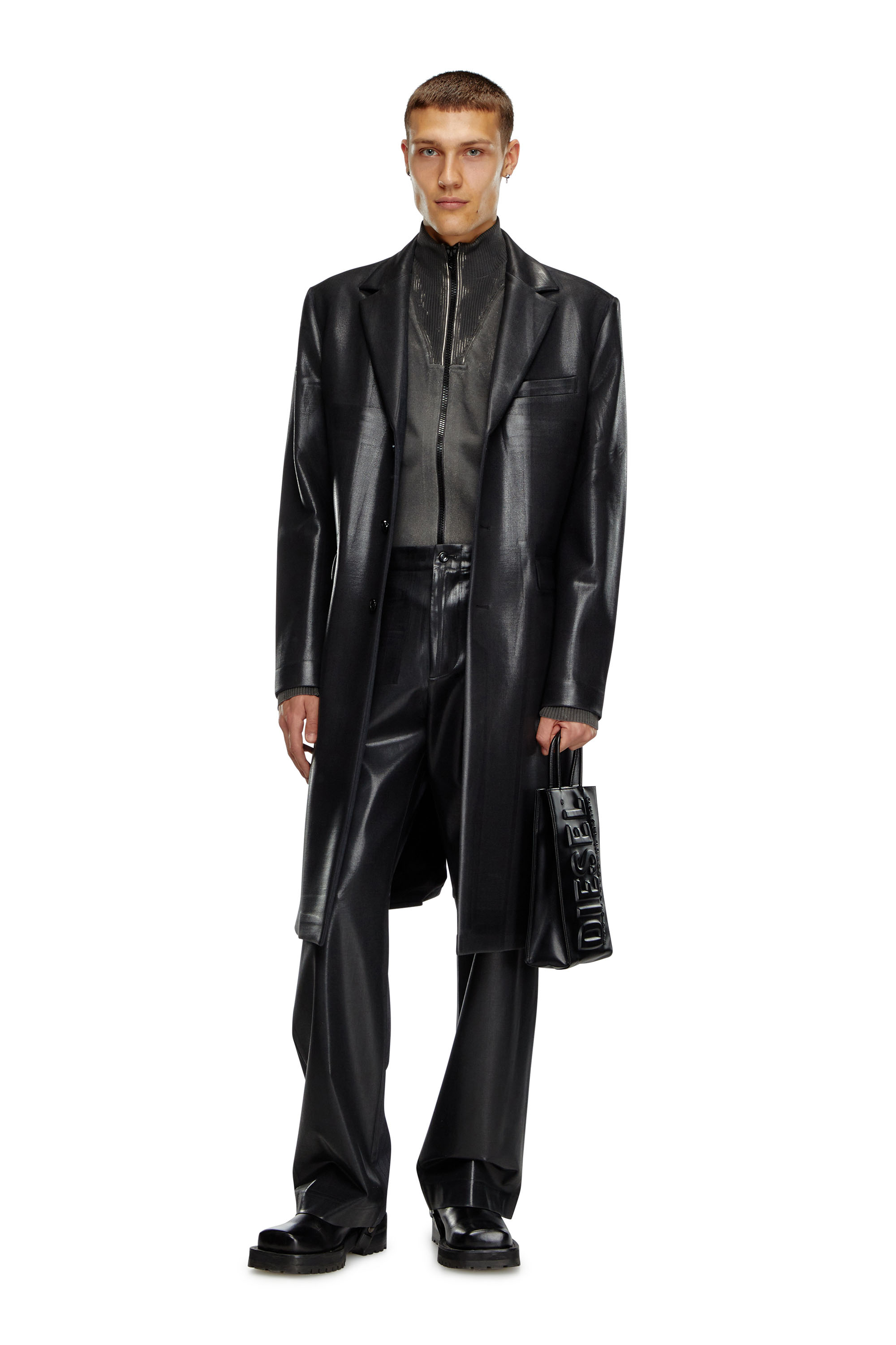 Diesel - DSL 3D SHOPPER M X, Herren Dsl 3D M-Tote-Tasche aus PU mit Logo-Prägung in Schwarz - 6