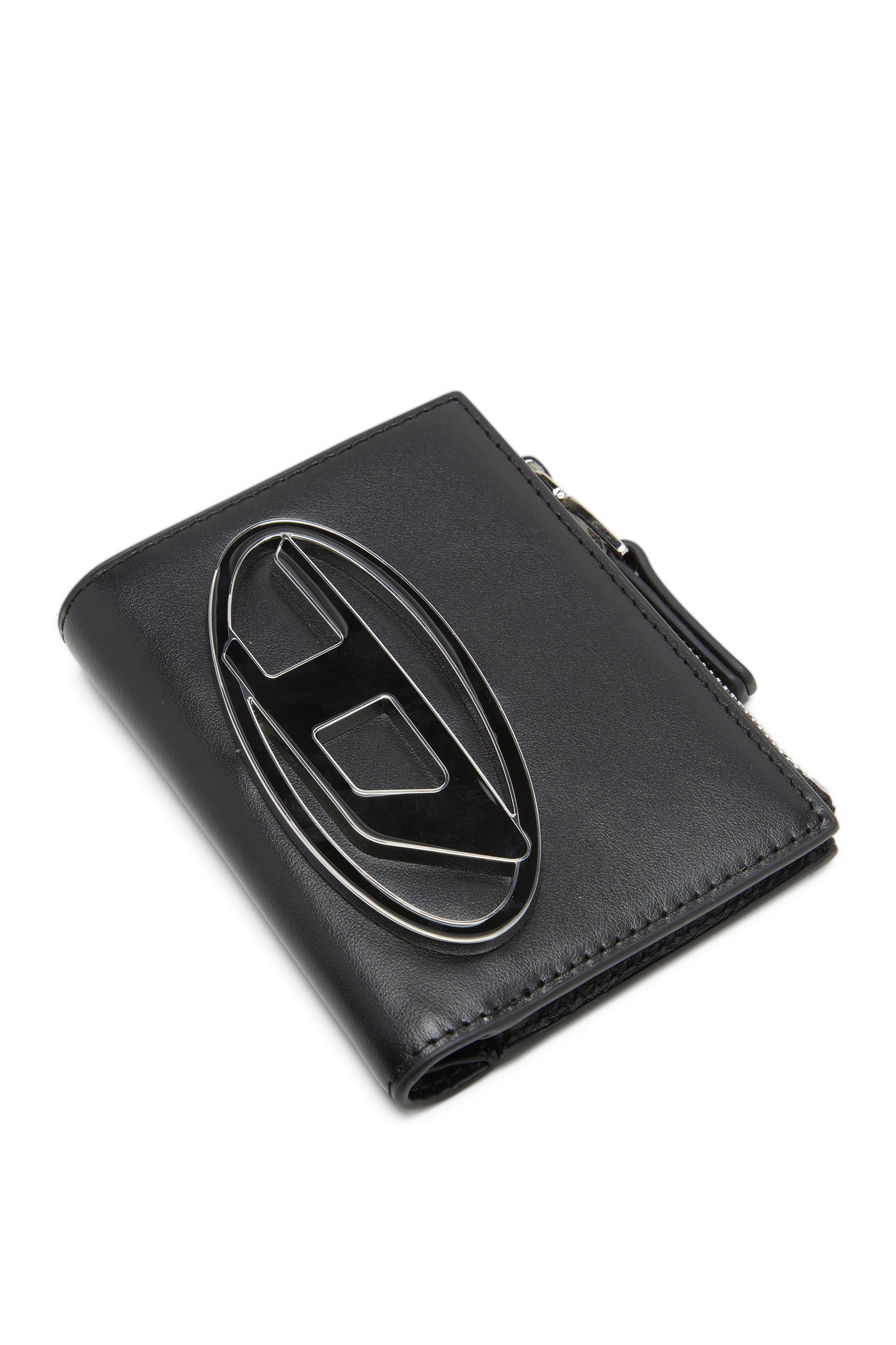 Diesel - 1DR BI-FOLD ZIP II, Damen Kleines Portemonnaie aus Leder mit Logo-Plakette in Schwarz - 4