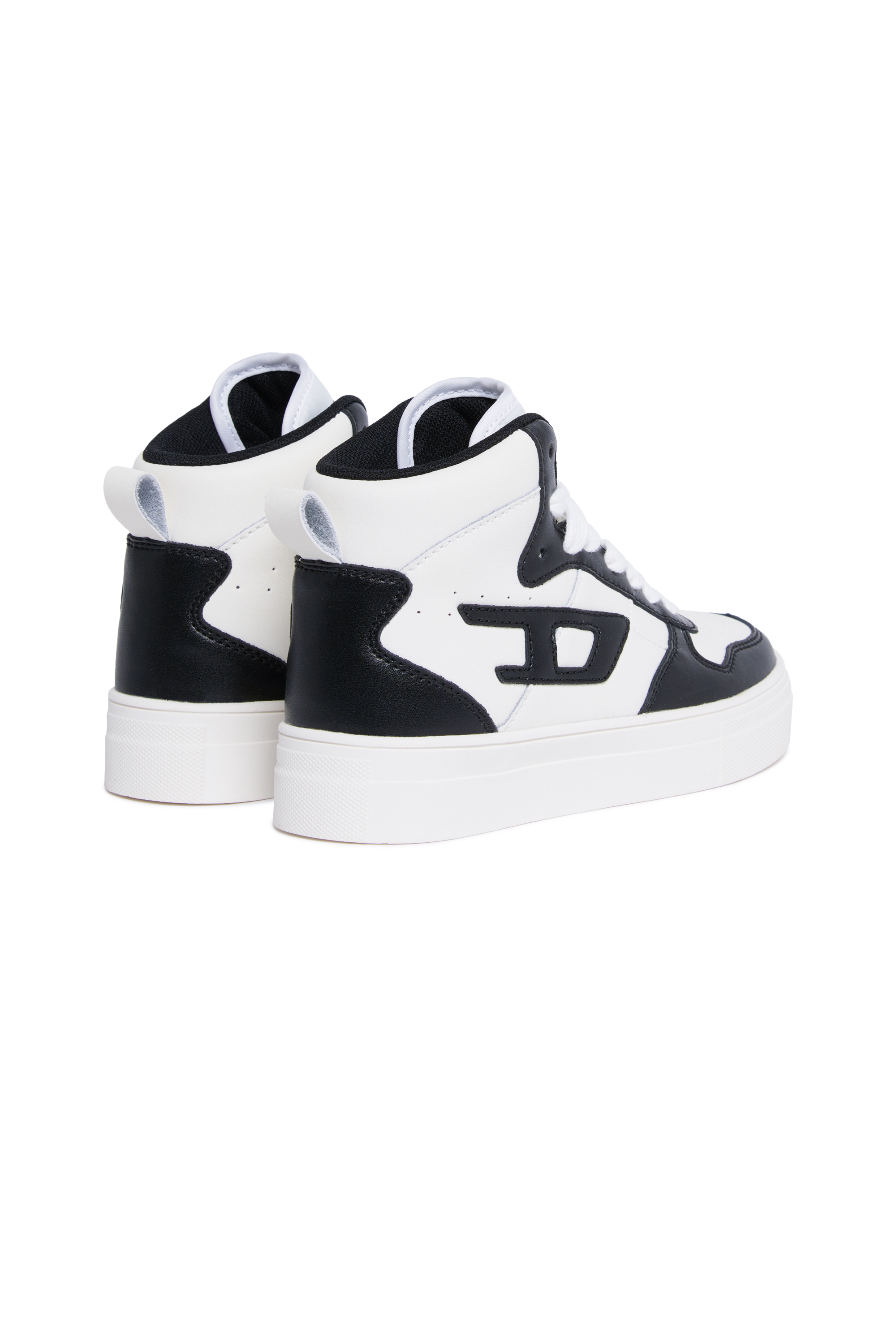 Diesel - S-UKIYO MID 2.0., Unisex High-Top-Sneakers aus perforiertem Leder in Weiss/Schwarz - 4