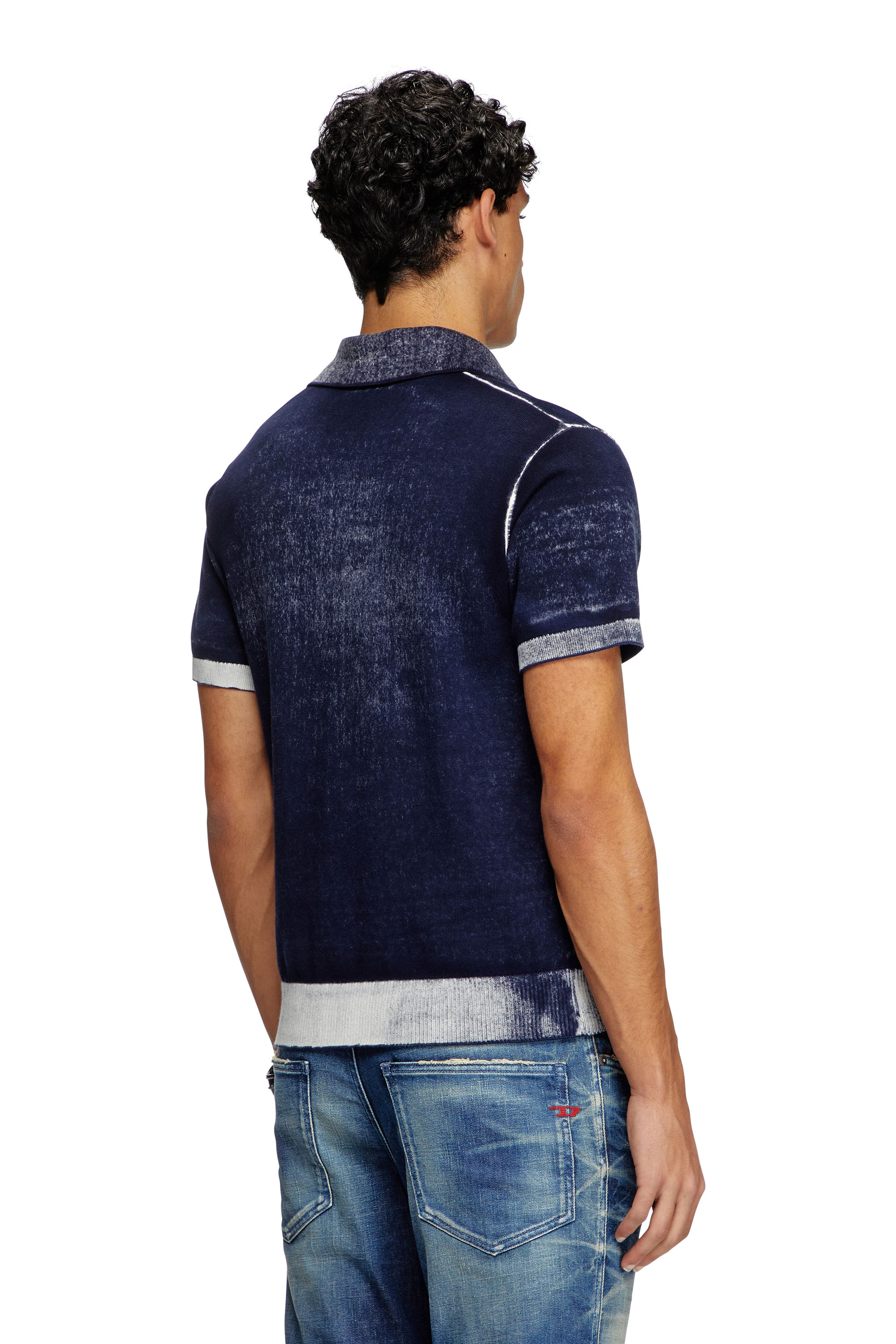 Diesel - K-LORENZO-SS, Herren Kurzarm-Polo-Pullover mit Reverse-Print in Blau - 4