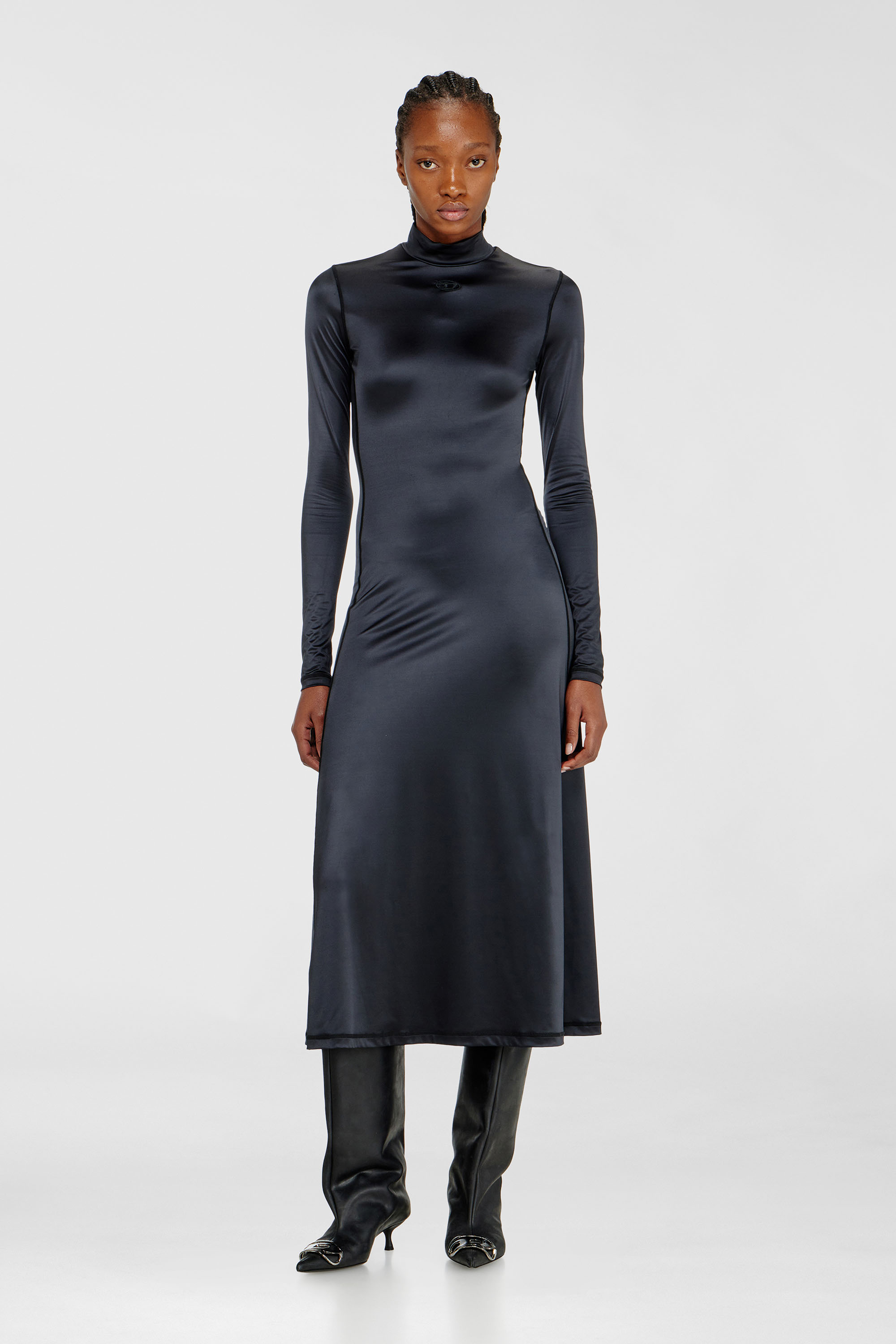 Diesel - D-UNGO, Damen Flie&szlig;endes Midikleid mit Rollkragen in Schwarz - 3