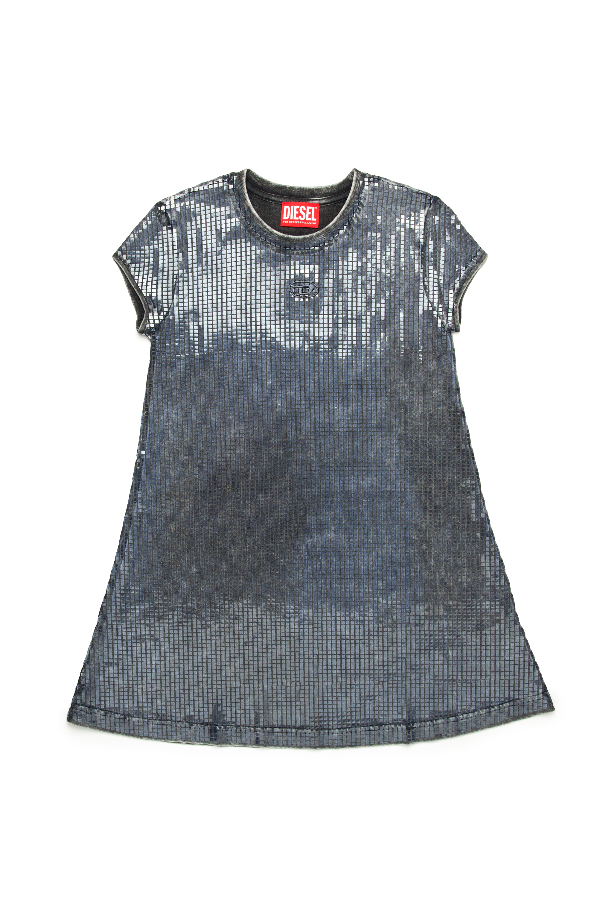 Diesel - DFEIL, Damen T-Shirtkleid mit Pailletten-Effekt in Schwarz - 1