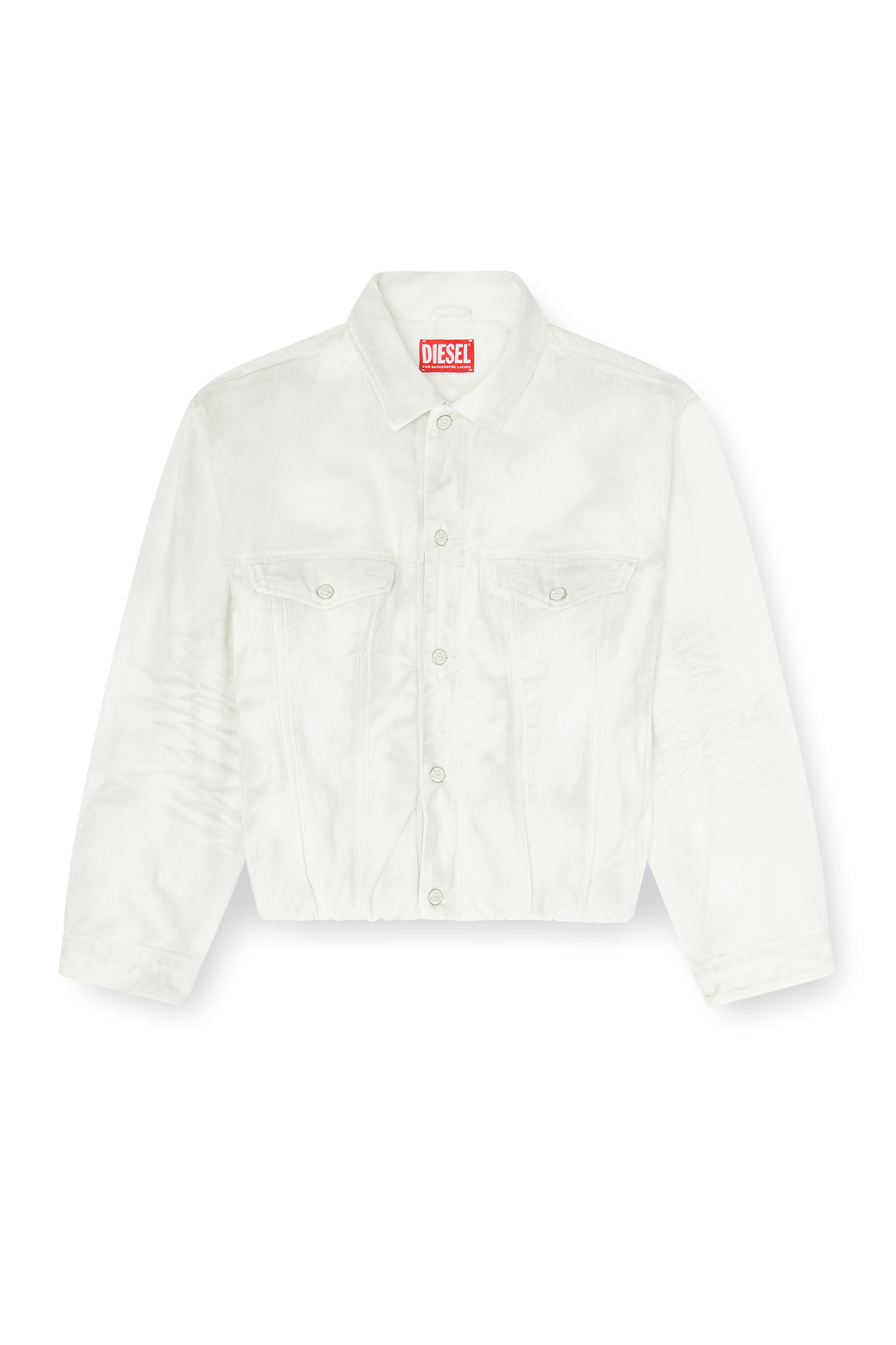 Diesel - D-MORVI-FSJ1, Herren Elastische Truckerjacke aus Denim in Wei&szlig; - 2