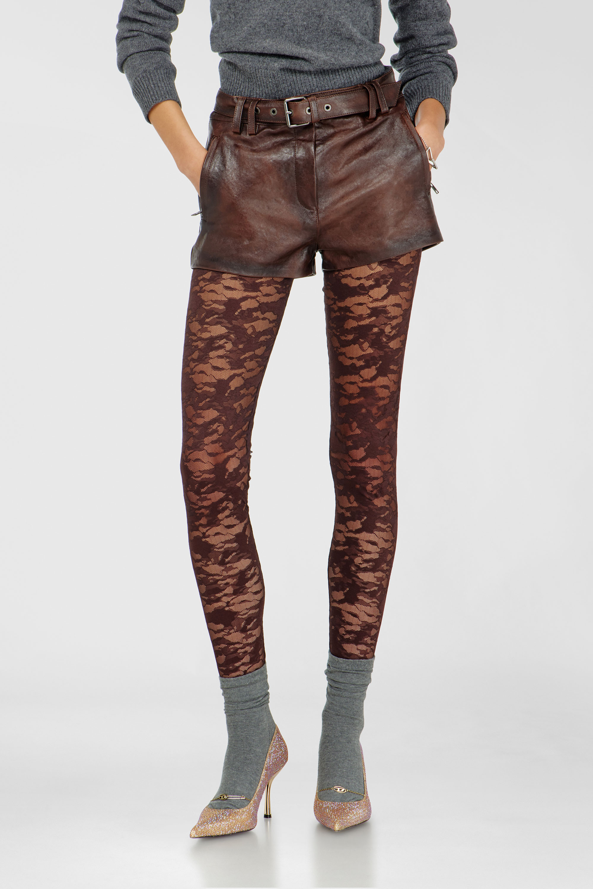 Diesel - HAYLEY-UTLT, Damen Leggings aus Nylon mit camouflage-Spitze in null - 4