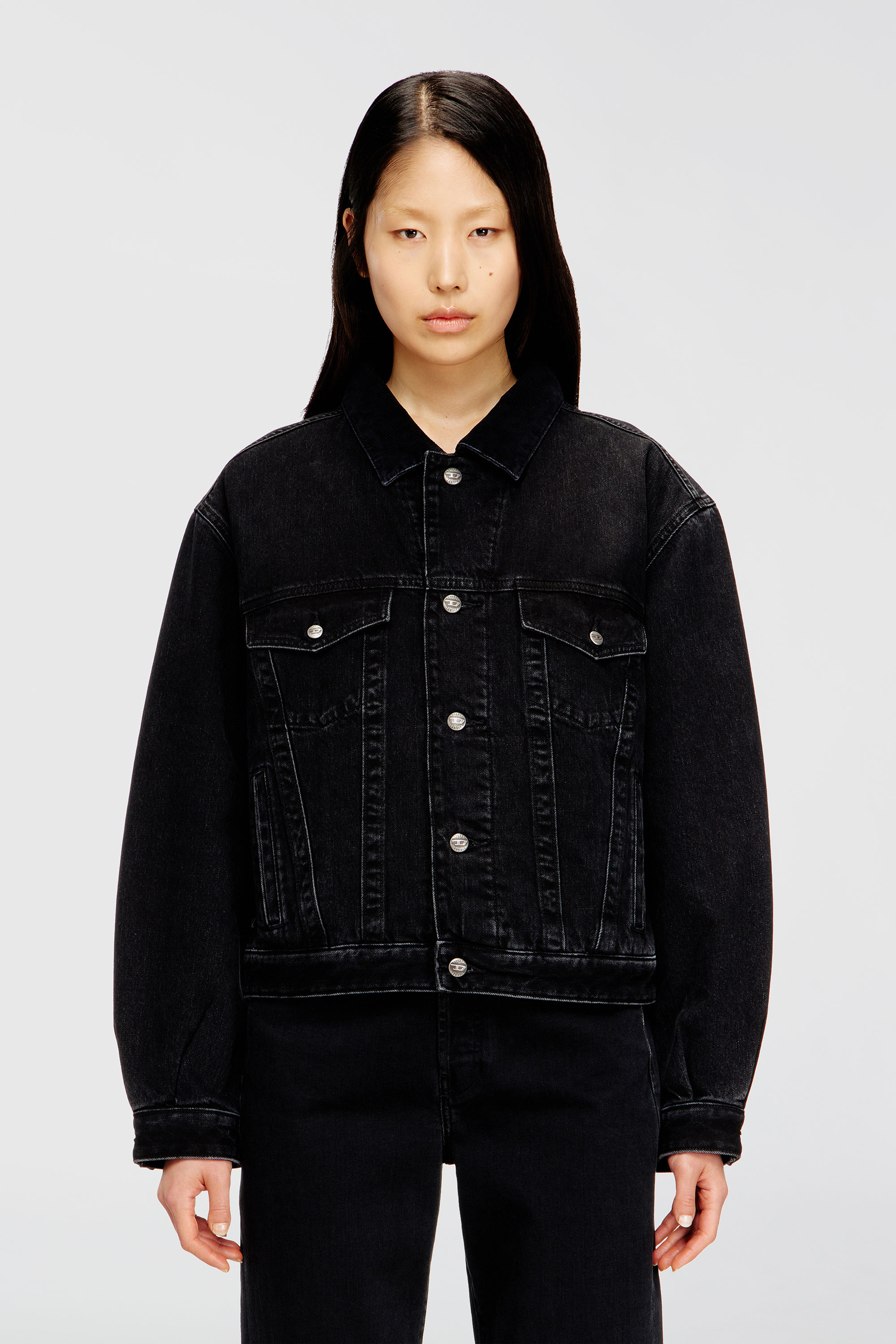 Diesel - D-RANGER-T, Unisex Gesteppte Truckerjacke aus Denim in Schwarz - 6
